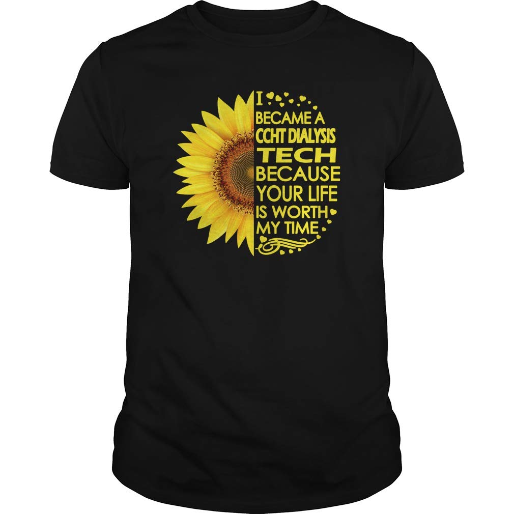 Dialysis Tech Sunflower T-Shirt - Comfortable Unisex Cotton Tee for Medical Professionals & Students - Perfect for Work, School & Awareness Events