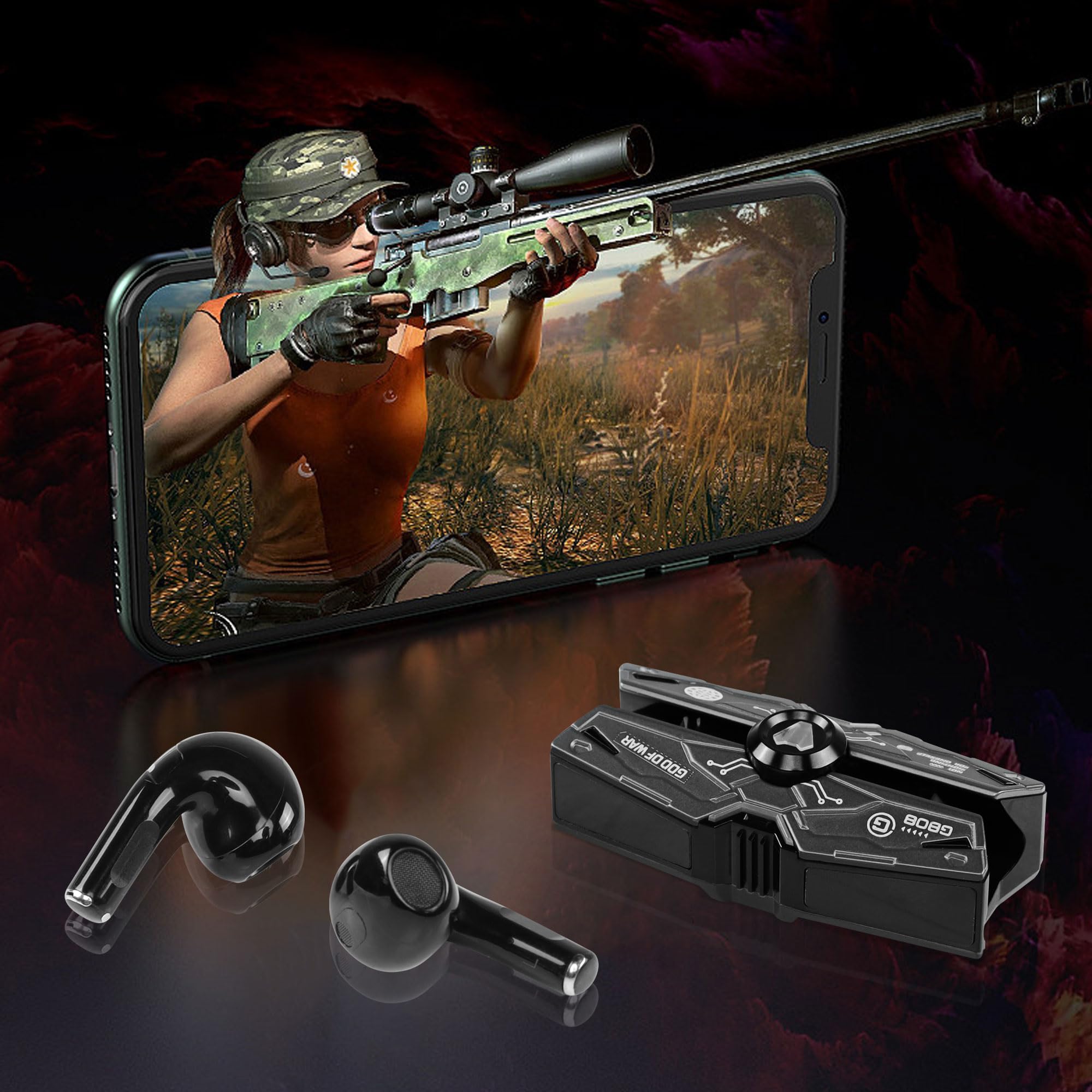 CERRXIAN Wireless Earbuds with Charging Case - Red LED Bluetooth Earbuds, Hi-Fi Stereo Sound for iPhone & Android, IPX5 Waterproof for Running, Gym Workouts & Gaming (Black) - Perfect for Commuting, Workouts & Outdoor Activities