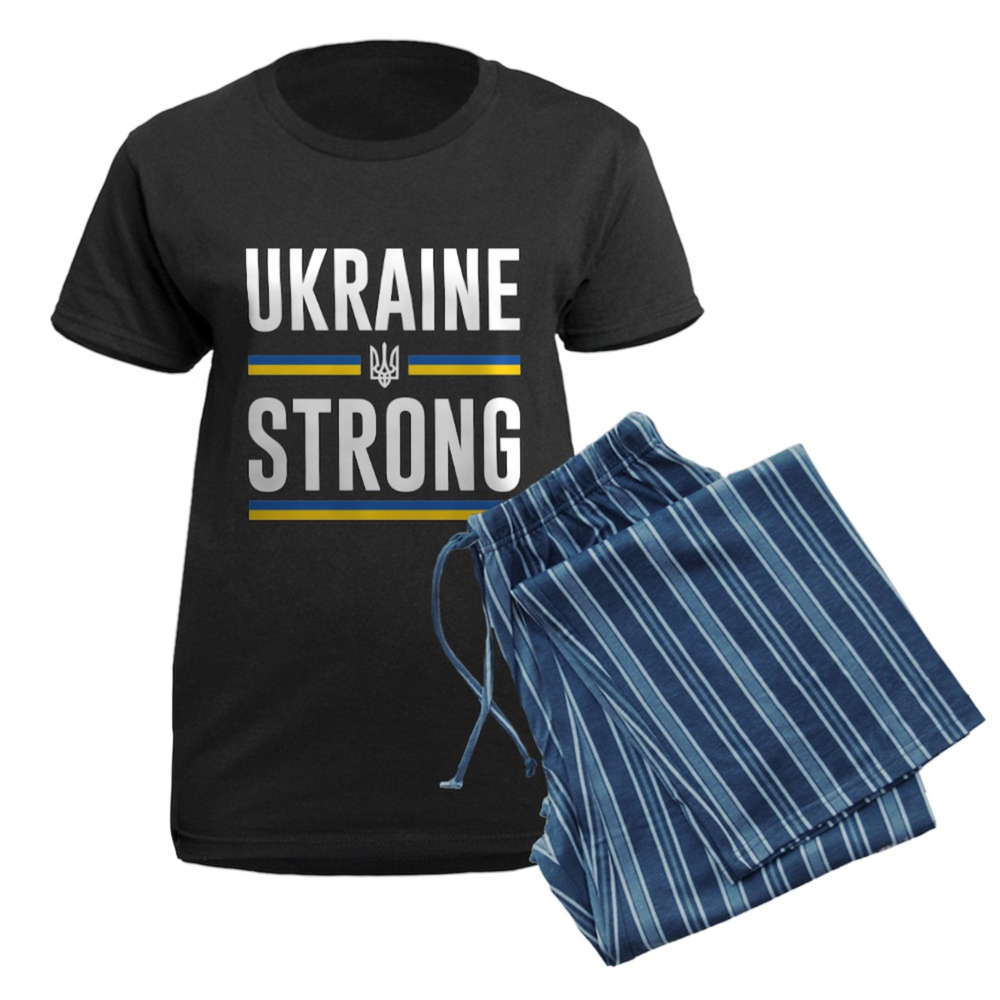Ukraine Strong Women's Dark Pajamas - Cozy Sleepwear for Home & Travel