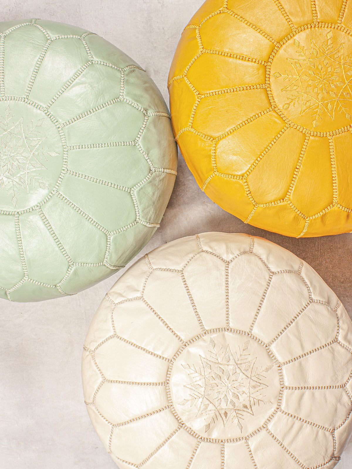 Handmade Moroccan Leather Pouffe Ottoman - Boho Chic Footstool & Decorative Accent for Living Room, Bedroom, or Nursery