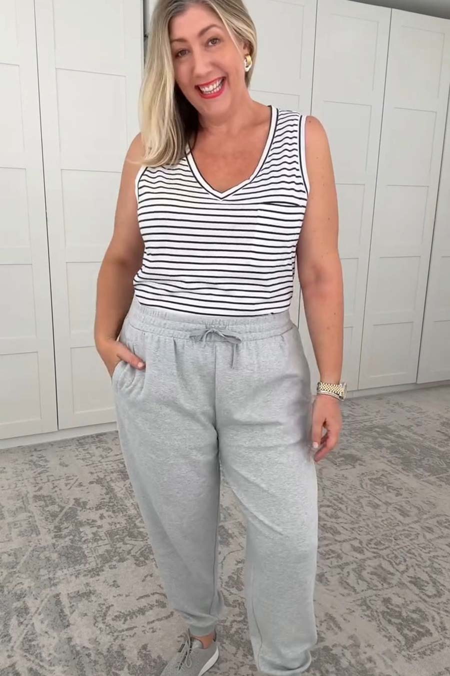 Pocket Tank Top - Black Stripe | Women's Casual Sleeveless Shirt | Perfect for Summer, Gym, and Layering