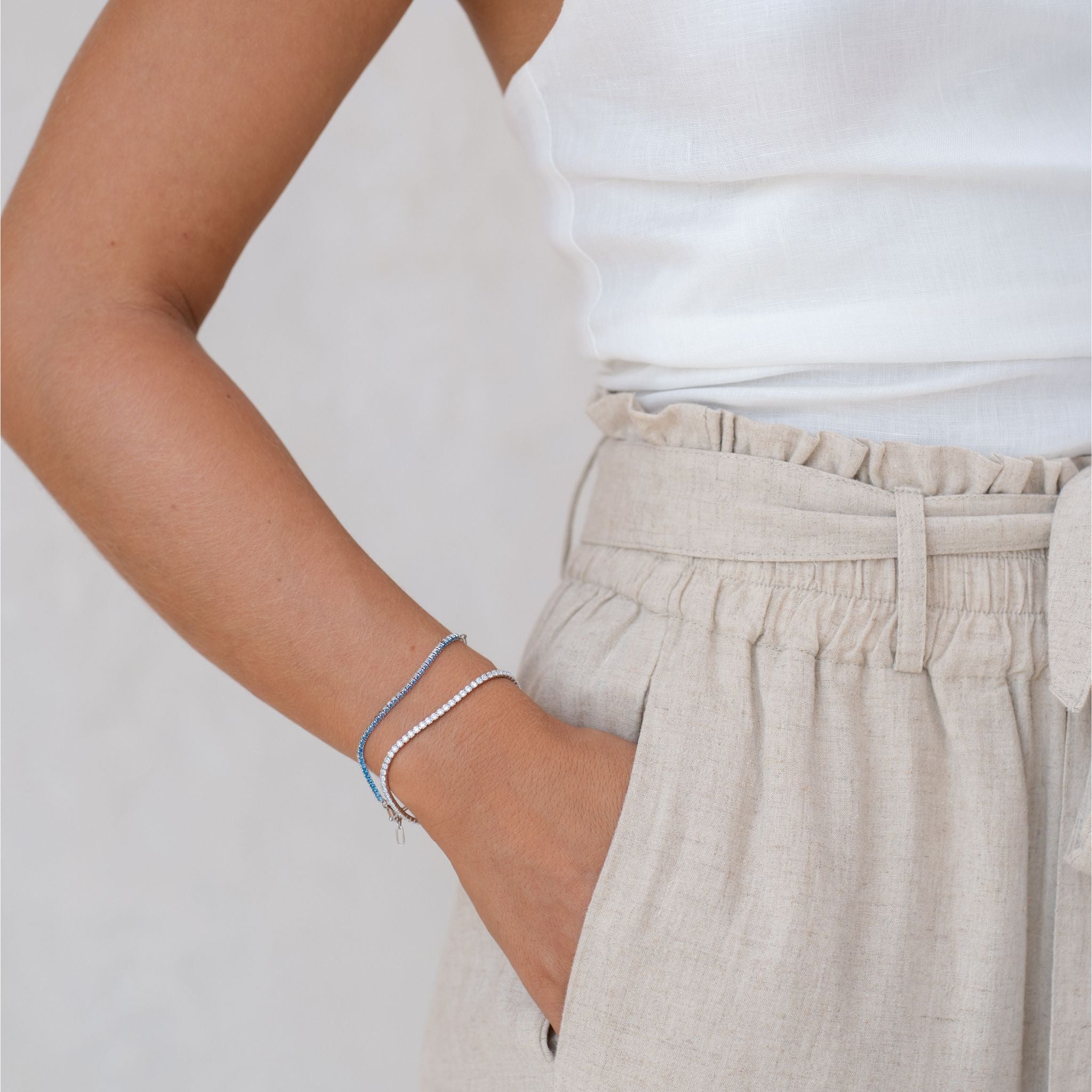 Elegant Silver Tennis Bracelet (Half) for Women - Dainty White CZ Stones - Perfect for Weddings, Parties & Everyday Wear