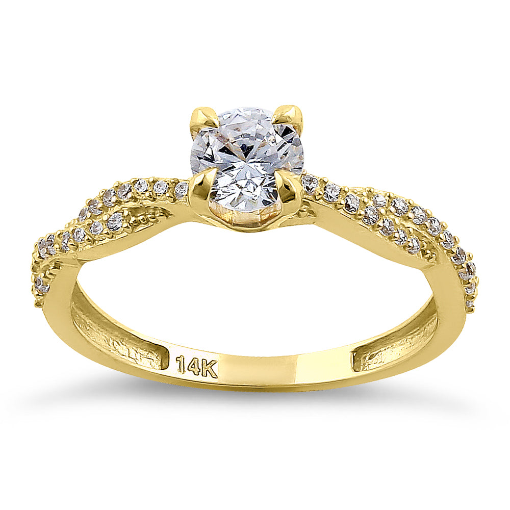 14K Yellow Gold Round Cut Twist Engagement Ring - Elegant & Timeless Wedding Band for Women, Perfect for Proposals, Anniversaries, and Special Occasions