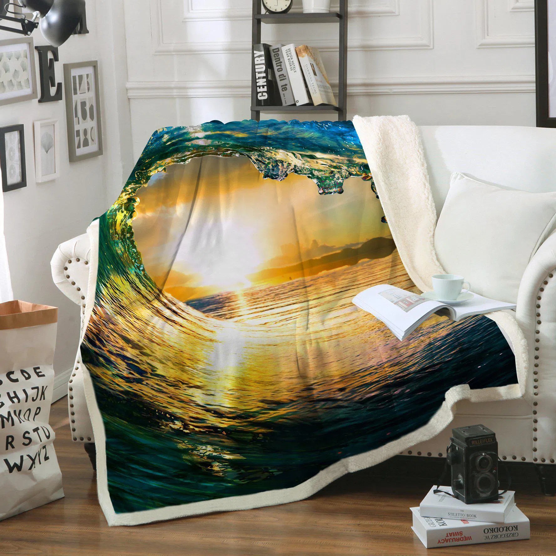 Eye of the Ocean Soft Sherpa Blanket - Ultra Plush Fleece Throw Blanket for Couch, Bed & Travel - Cozy Winter Warmth for Adults & Kids