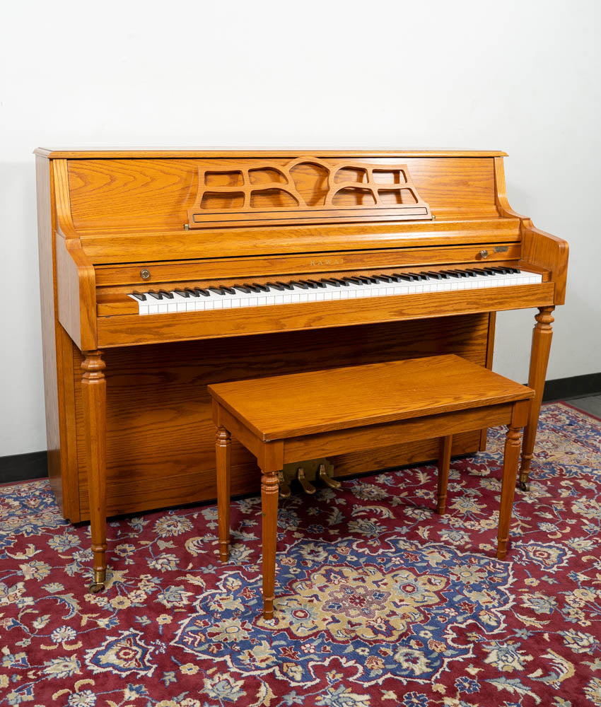 1997 Kawai 43 503M Upright Piano in Satin Oak - Limited Edition | Vintage Home Piano for Living Room, Music Studio & Collector's Display