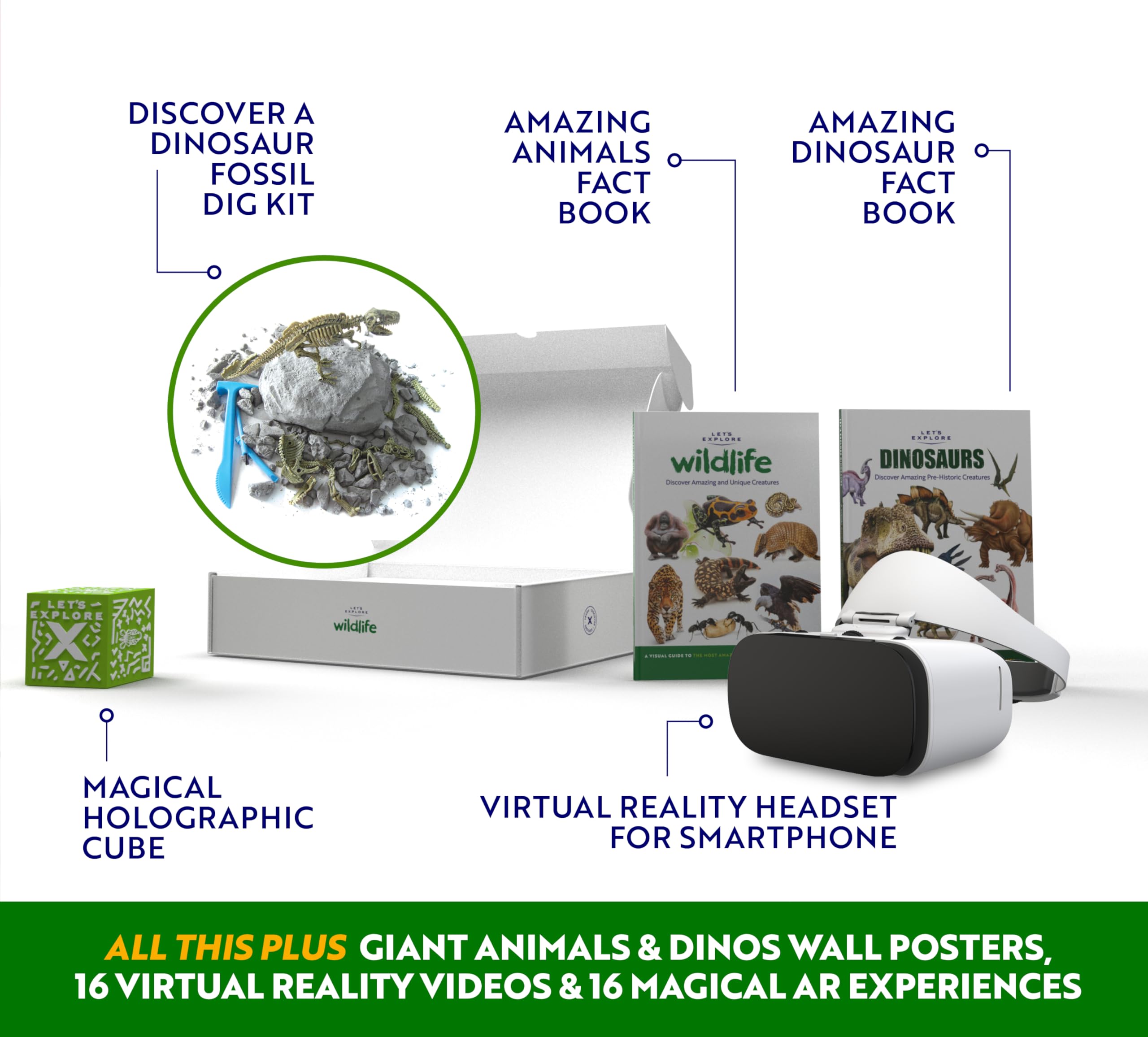 Kids VR Headset - STEM Educational Virtual Reality Gift Set for Boys & Girls | Family Friendly VR Adventure | Explore Wildlife & Science with Smartphone VR | Perfect for Birthday Gifts & STEM Learning Activities