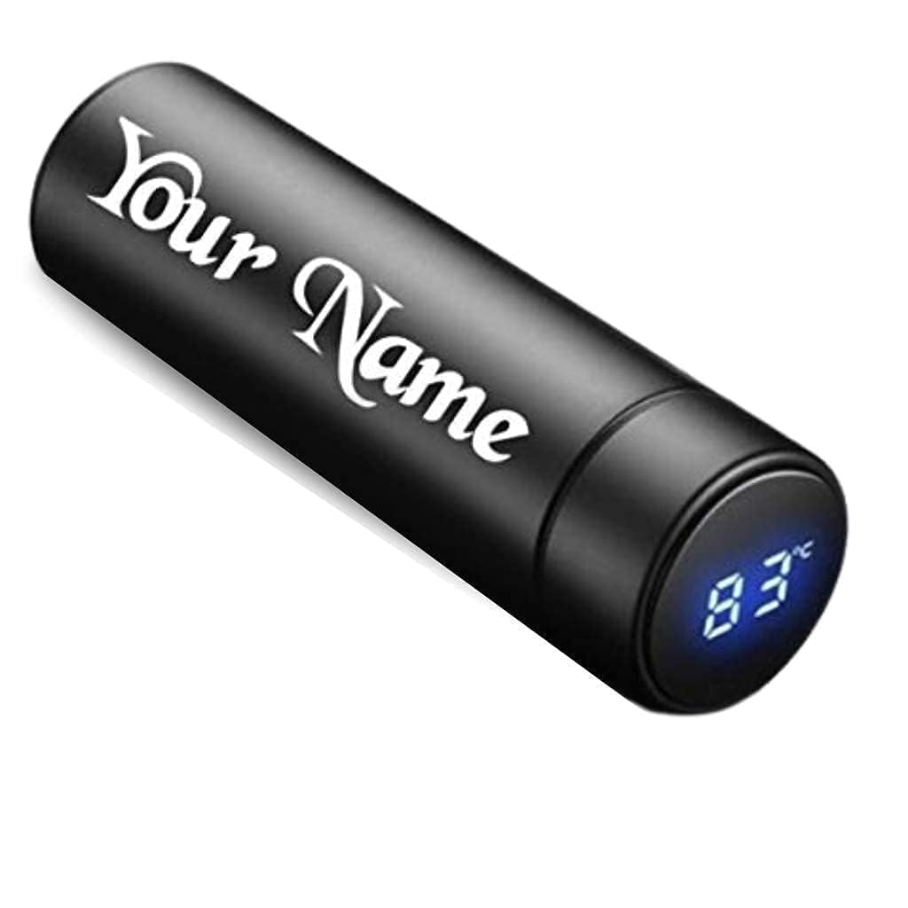 **Deera 18oz Stainless Steel Water Bottle with Temperature Display - Custom Matte Black Insulated Thermos for Hot & Cold Drinks - Perfect for Gym, Hiking, Office & Travel (500ml)**