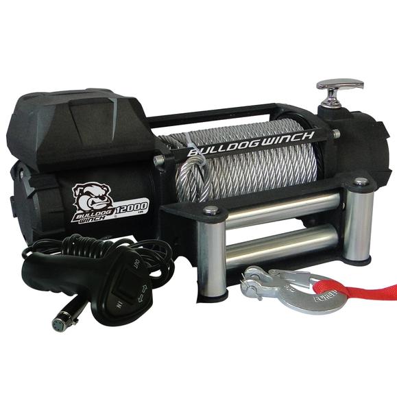 12,000lb Bulldog Winch with Steel Wire Rope - Heavy Duty Off-Road Recovery, Towing & Truck Winching for Jeeps, Trucks & SUVs