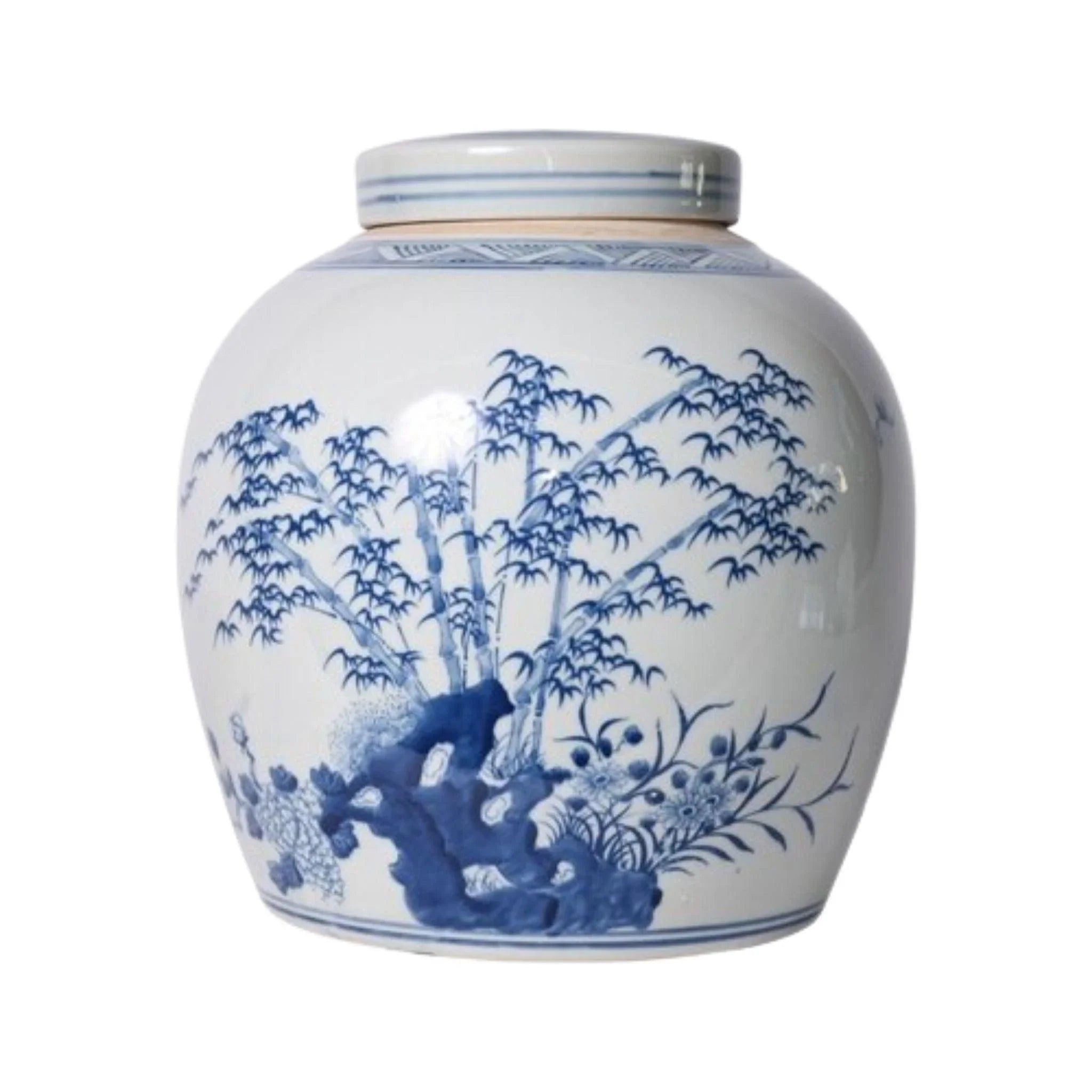 Blue and White Porcelain Four Seasons Melon Jar - Handcrafted Chinese Ceramic Vase for Home Decor, Wedding Centerpiece, and Gift Giving