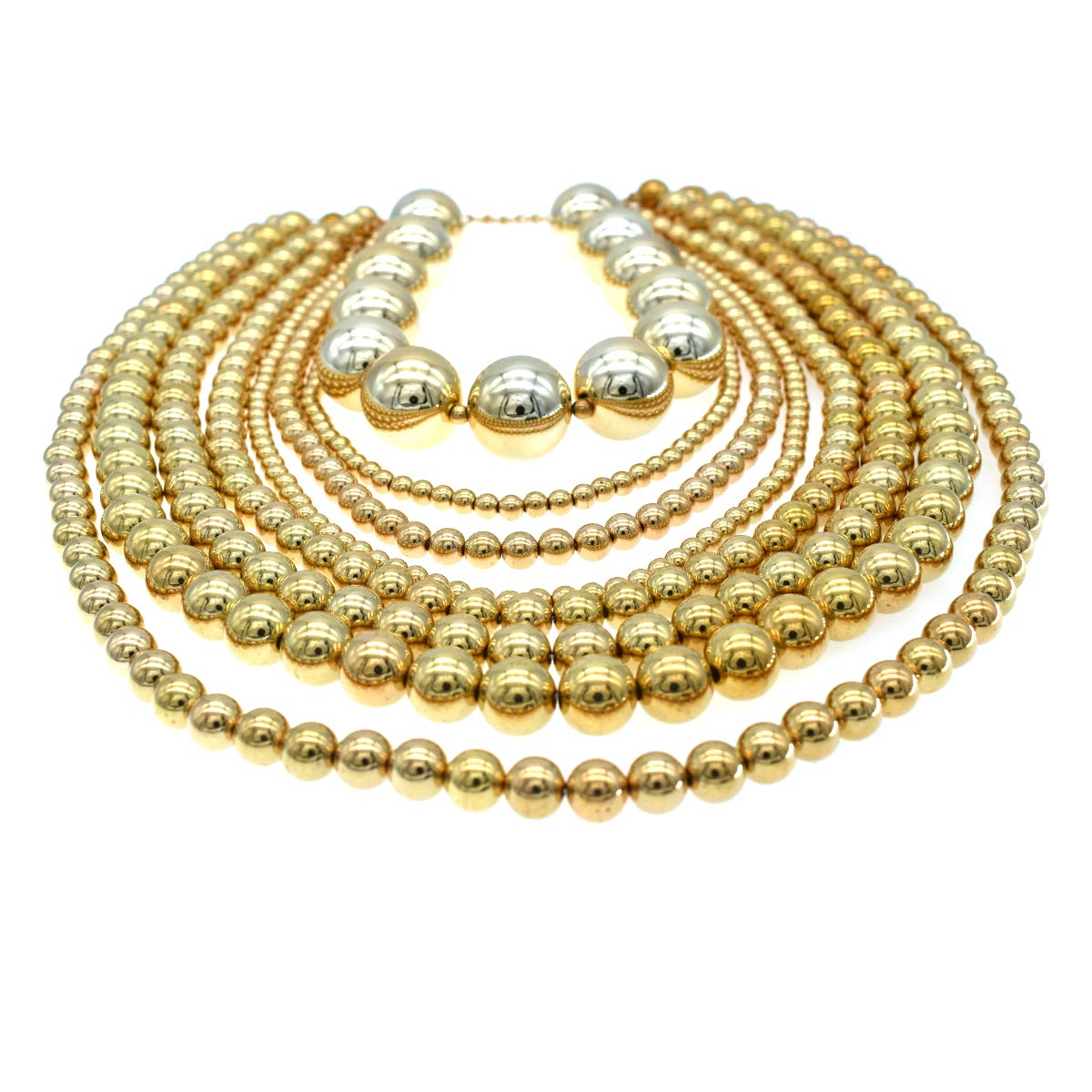 Elegant Multi-Strand Pearl Bib Necklace for Women - Chunky Beaded Statement Jewelry Set with Earrings (Gold) | Perfect for Weddings, Parties & Special Occasions