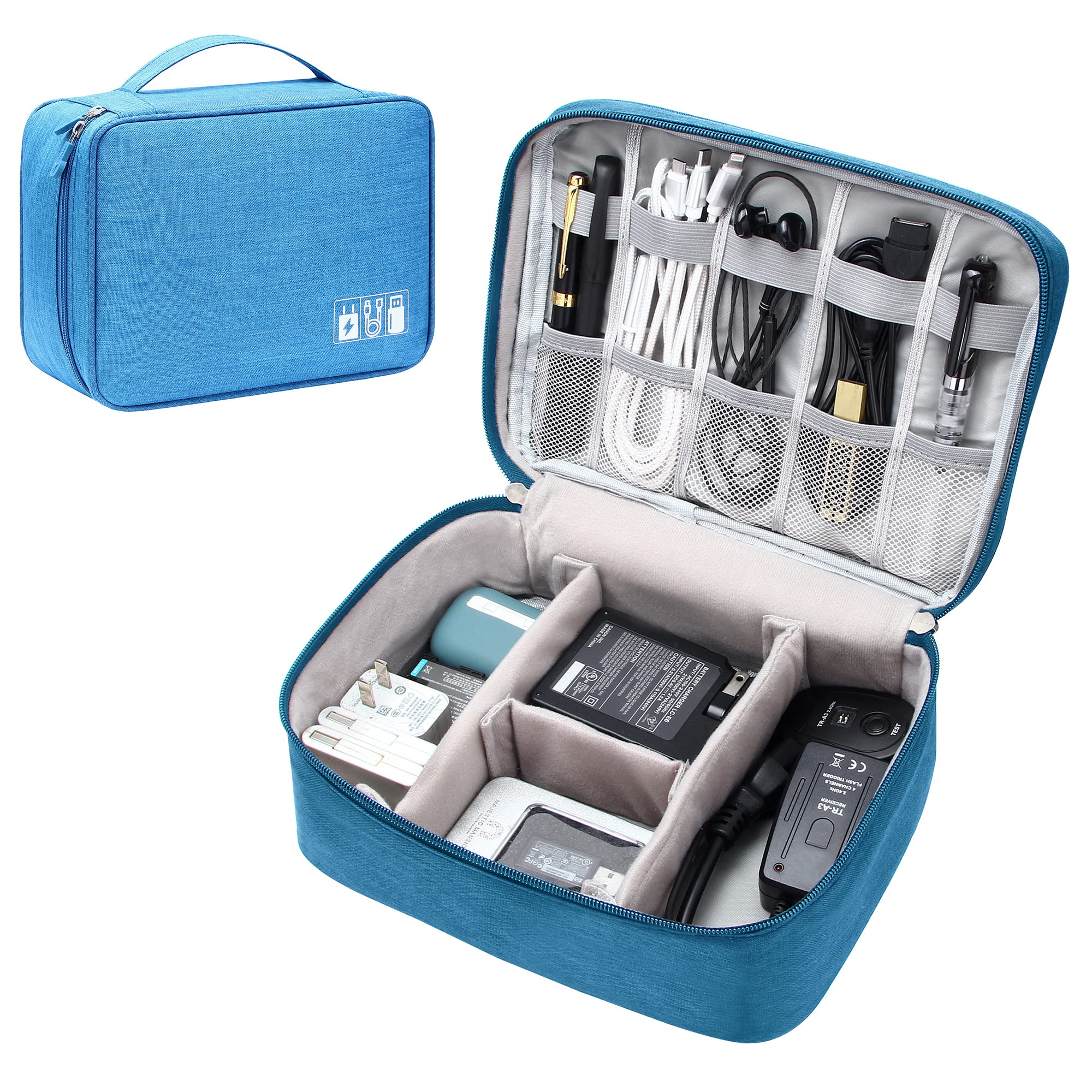 Waterproof Electronics Organizer Bag - Universal Travel Cable Storage Case for Charger, Phone, USB, SD Card, Hard Drives, Power Bank & Cords | Perfect for Business Trips, Camping & Daily Organization