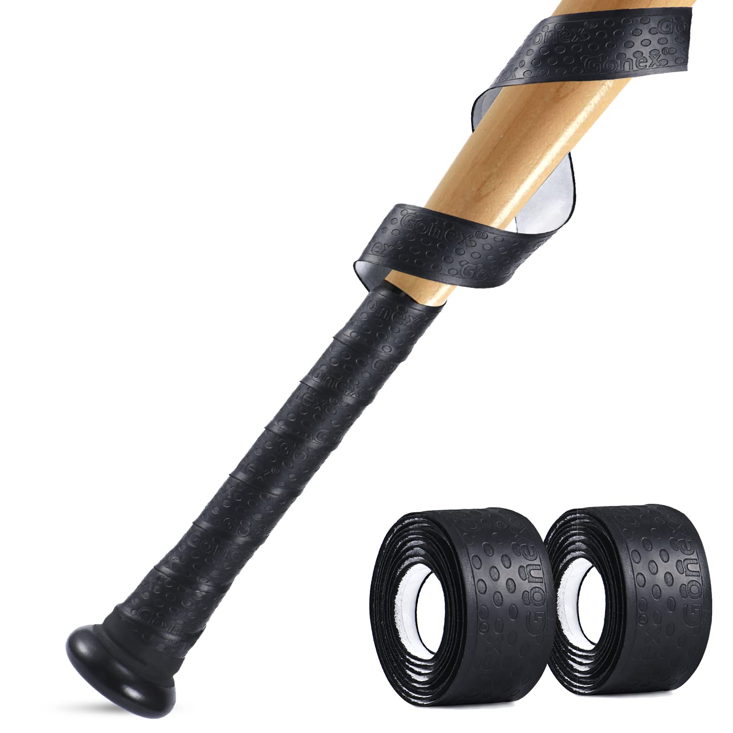 Gonex Pro Feel Baseball Bat Grip Tape - 1.1mm Thick, 40.16'' Full Adhesive Back for Baseball & Softball (1 or 2 Pack) - Improve Swing Control & Comfort for Training & Games