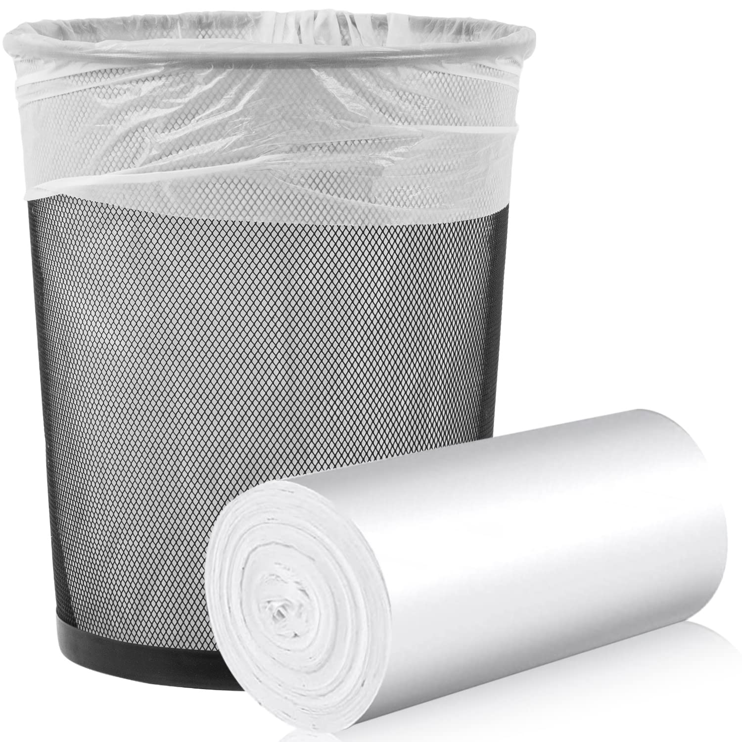 Medium Trash Bags 6-8 Gallon | White Unscented Garbage Can Liners (50 Count) | Perfect for Bathroom, Bedroom, Office & Kitchen Waste Disposal