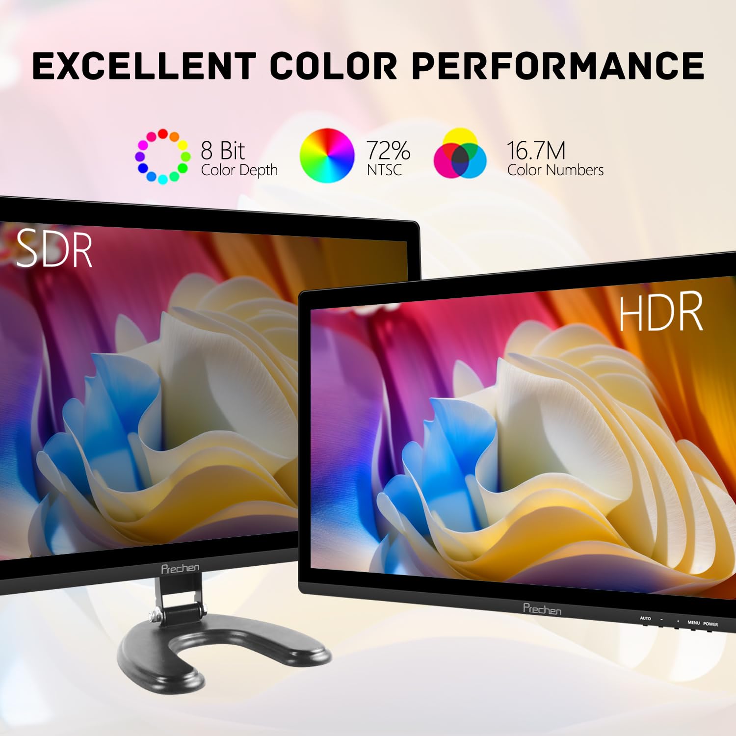 Prechen 24 Inch IPS FHD 1080P Touchscreen Monitor - HDMI VGA USB Ports, 75Hz Refresh Rate, VESA Mount, Built-in Speakers - Perfect for Gaming, Business & Home Office Use