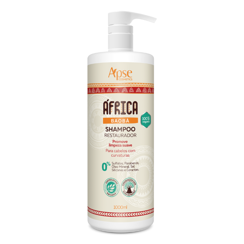 Apse Cosmetics Africa Baobab Restorative Shampoo 33.8 fl oz for Dry Damaged Hair - Sulfate Free Moisturizing Shampoo with Natural Oils for Hydration & Repair - Perfect for Curly, Coily & Natural Hair Care Routine
