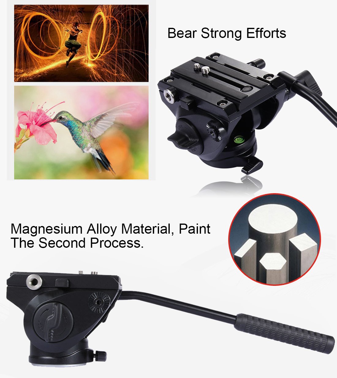 PULUZ Professional Heavy Duty Video Camera Tripod with Fluid Drag Head & Sliding Plate - Compatible with DSLR/SLR Cameras (Black) - Perfect for Film Making, Vlogging and Photography