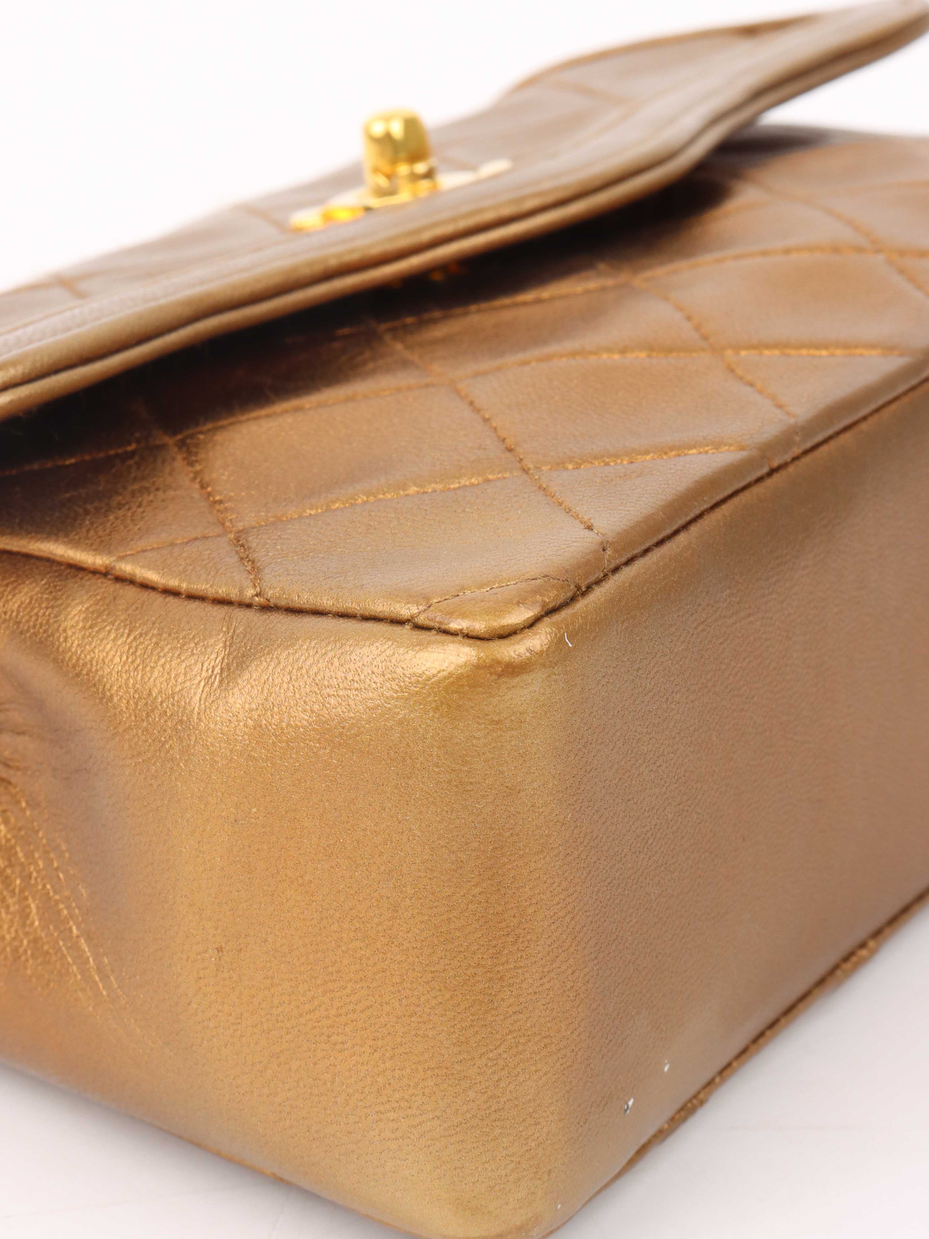 Vintage Chanel Gold Metallic Chain Bag - Luxury Crossbody Purse for Women, Perfect for Evening Parties & Special Occasions