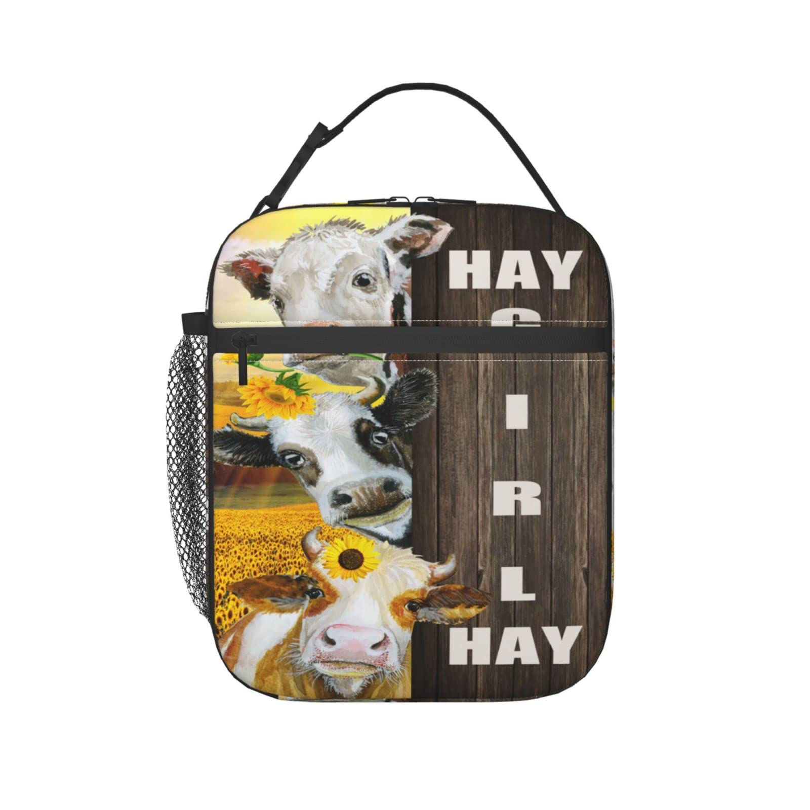 Sunflower Cow Insulated Lunch Bag - Reusable Cooler Tote for Women, Men & Kids - Perfect for School, Office, Picnic & Outdoor Activities