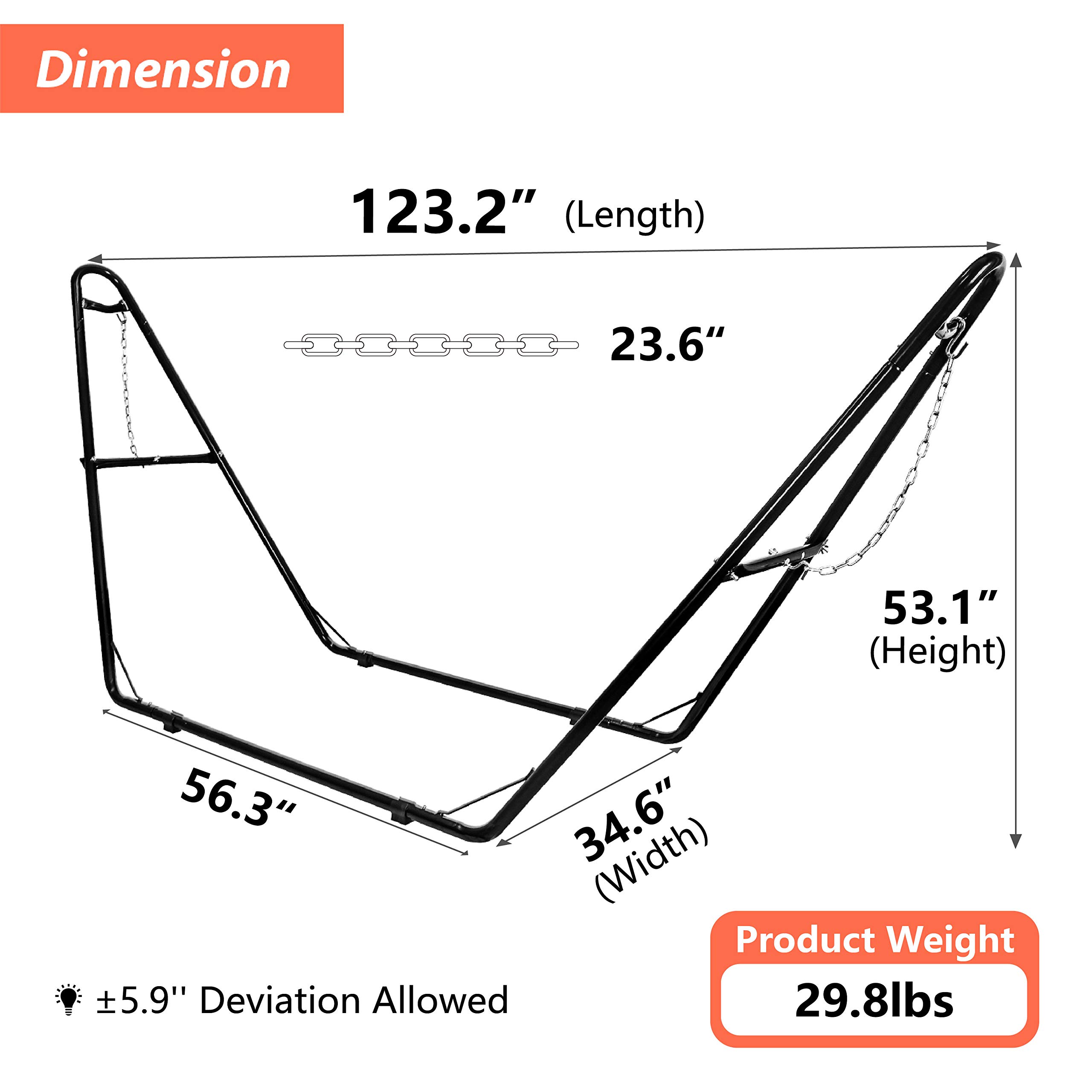 Heavy Duty Universal 2-Person Hammock Stand - 550 lb Capacity Steel Frame for 9-14 FT Outdoor Hammocks | Perfect for Backyard, Patio, Camping & Beach Relaxation