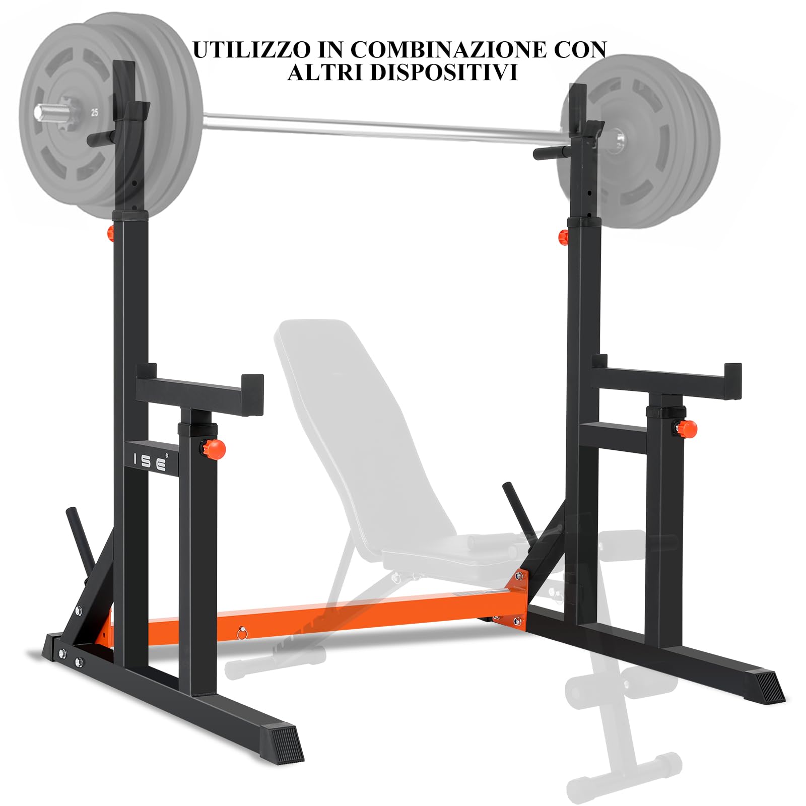 Adjustable Home Gym Squat Rack with Olympic Bar Holder - Multifunctional Power Cage for Weightlifting, Squats & Bench Press - Heavy Duty Steel Construction Supports 200KG - Perfect for Home Workouts & Strength Training