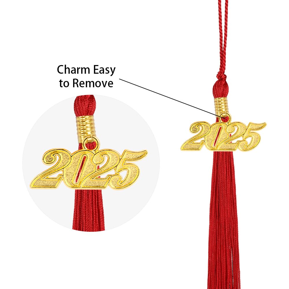 2025 Graduation Cap Tassels - Red & Gold Tassel Charms for Graduation Hats | Perfect Graduation Gifts for Class of 2025 | Grad Cap Decorations & Commencement Accessories | Ideal for High School & College Graduation Ceremonies