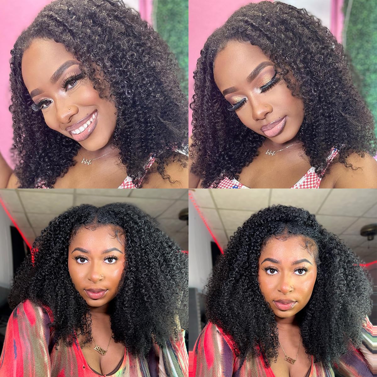 Domiso V Part Wig Human Hair - Glueless U Part Wig 180% Density Kinky Curly Wigs for Women | No Leave Out, No Glue, Beginner Friendly | 9A Brazilian Virgin Hair Natural Color 20 Inch | Perfect for Daily Wear, Parties & Special Occasions