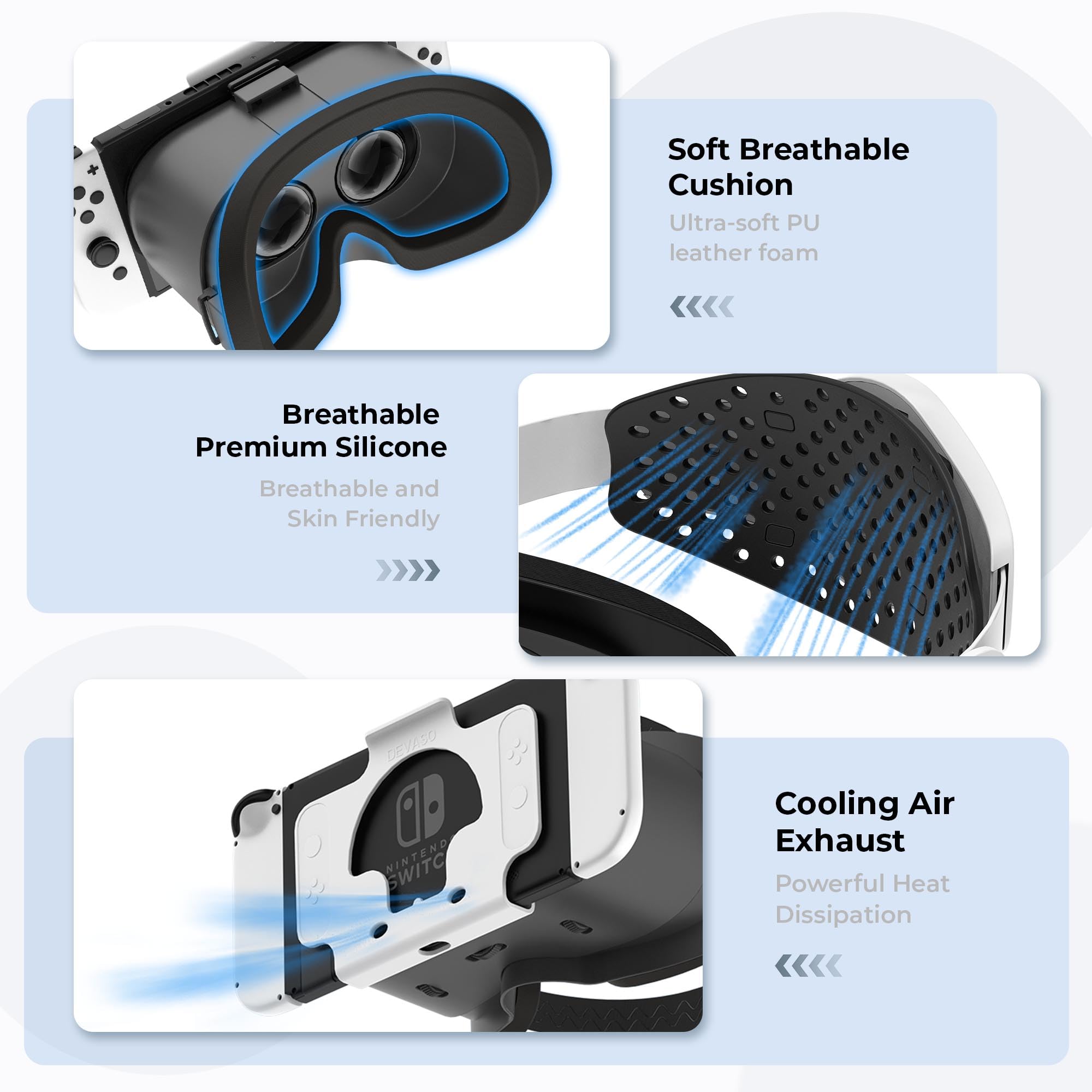 Upgraded VR Headset for Nintendo Switch & Switch OLED - Adjustable HD Lenses with Comfortable Head Strap & Rotary Button - Compatible with Switch VR Games & Labo VR Accessories (Black/White) - Perfect for Immersive Gaming, Virtual Reality Experiences & Family Entertainment