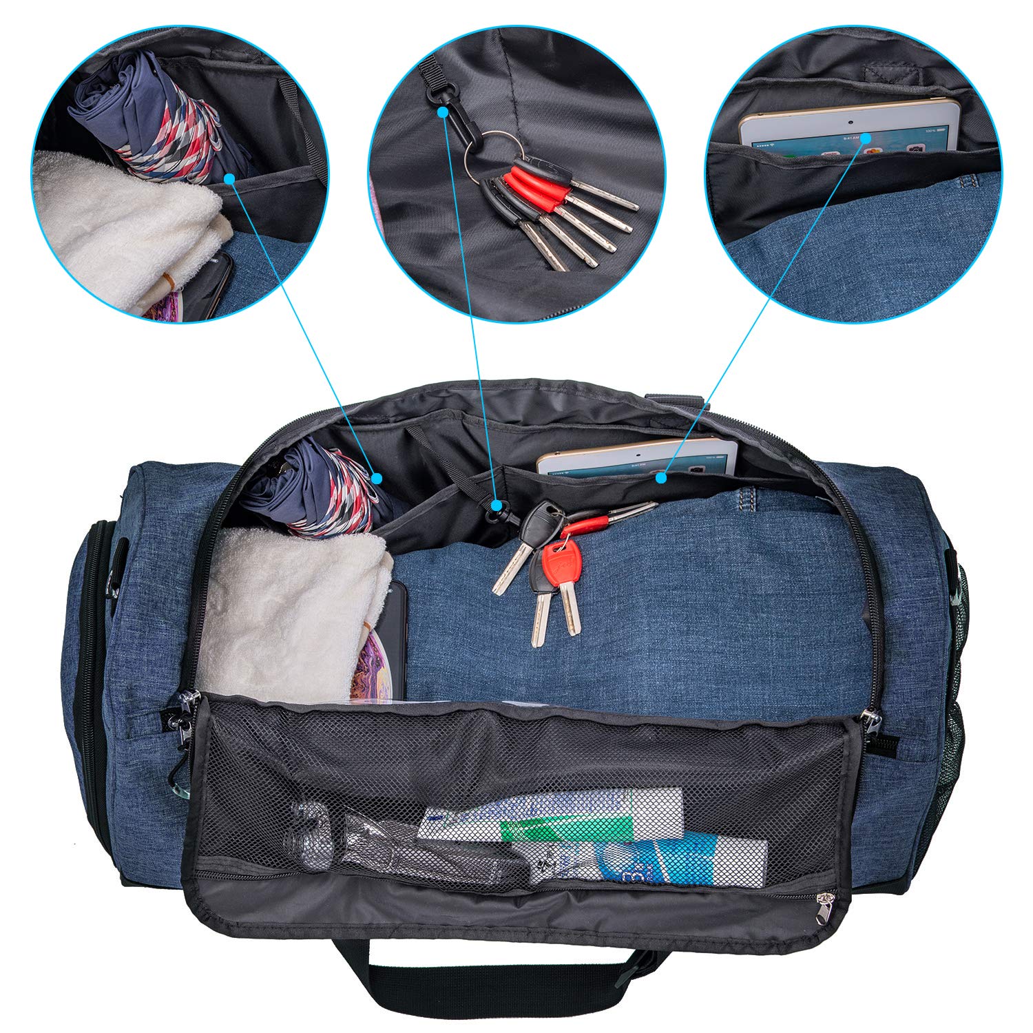 Kuston Sports Gym Bag with Shoes Compartment & Wet Pocket - Durable Gym Duffel Bag for Men & Women - Perfect for Workouts, Travel & Overnight Trips