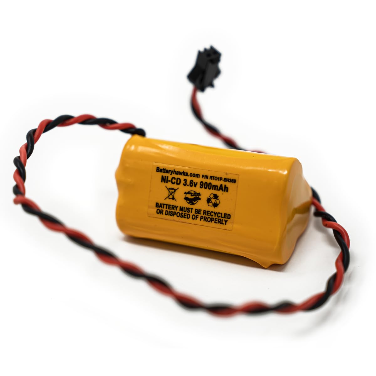 Battery Hawk ELB-B001 3.6V 900mAh Ni-CD Rechargeable Battery for Exit Signs & Emergency Lights - Solar Backup Compatible - AA Size Replacement - Ideal for Commercial Buildings, Hospitals, and Schools