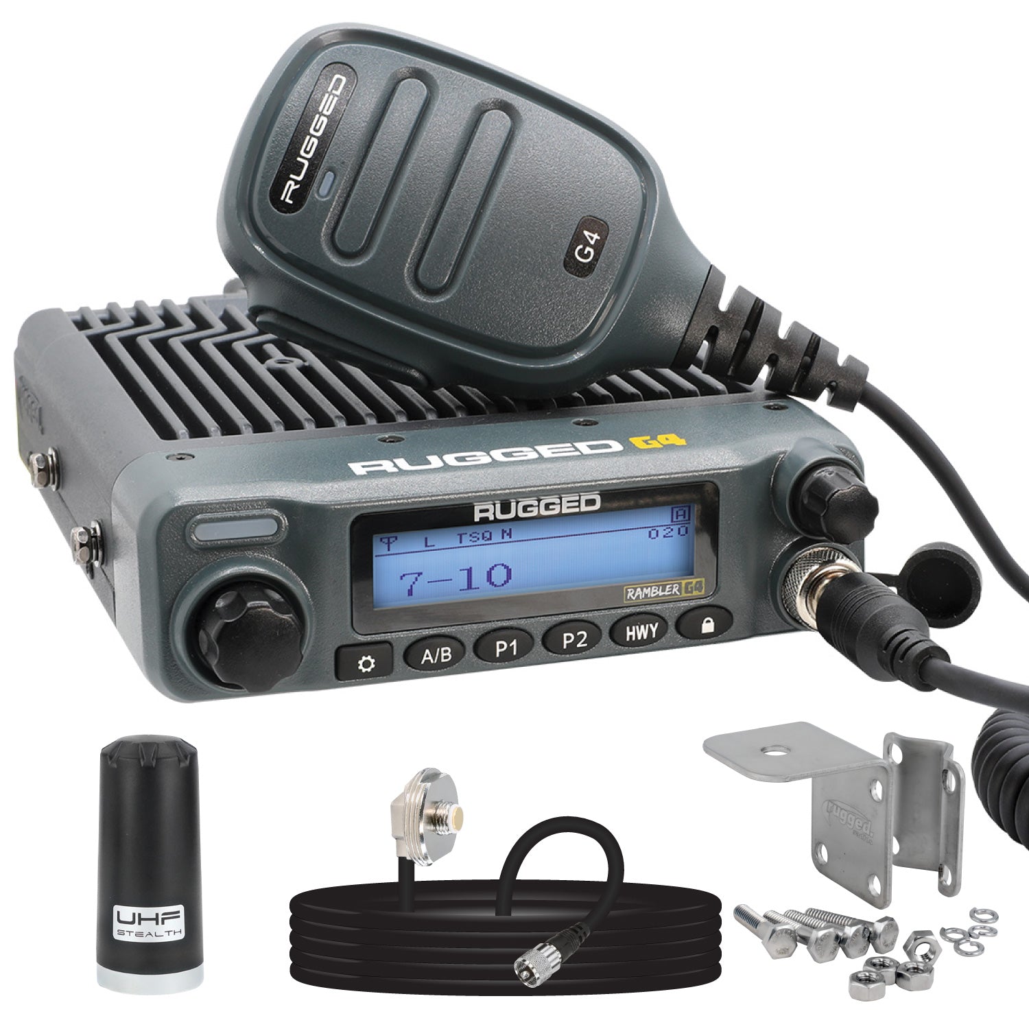Rambler G4 GMRS Band Mobile Radio Kit Lite with Stealth Antenna - Long Range Communication for Off-Road, Camping & Emergency Preparedness