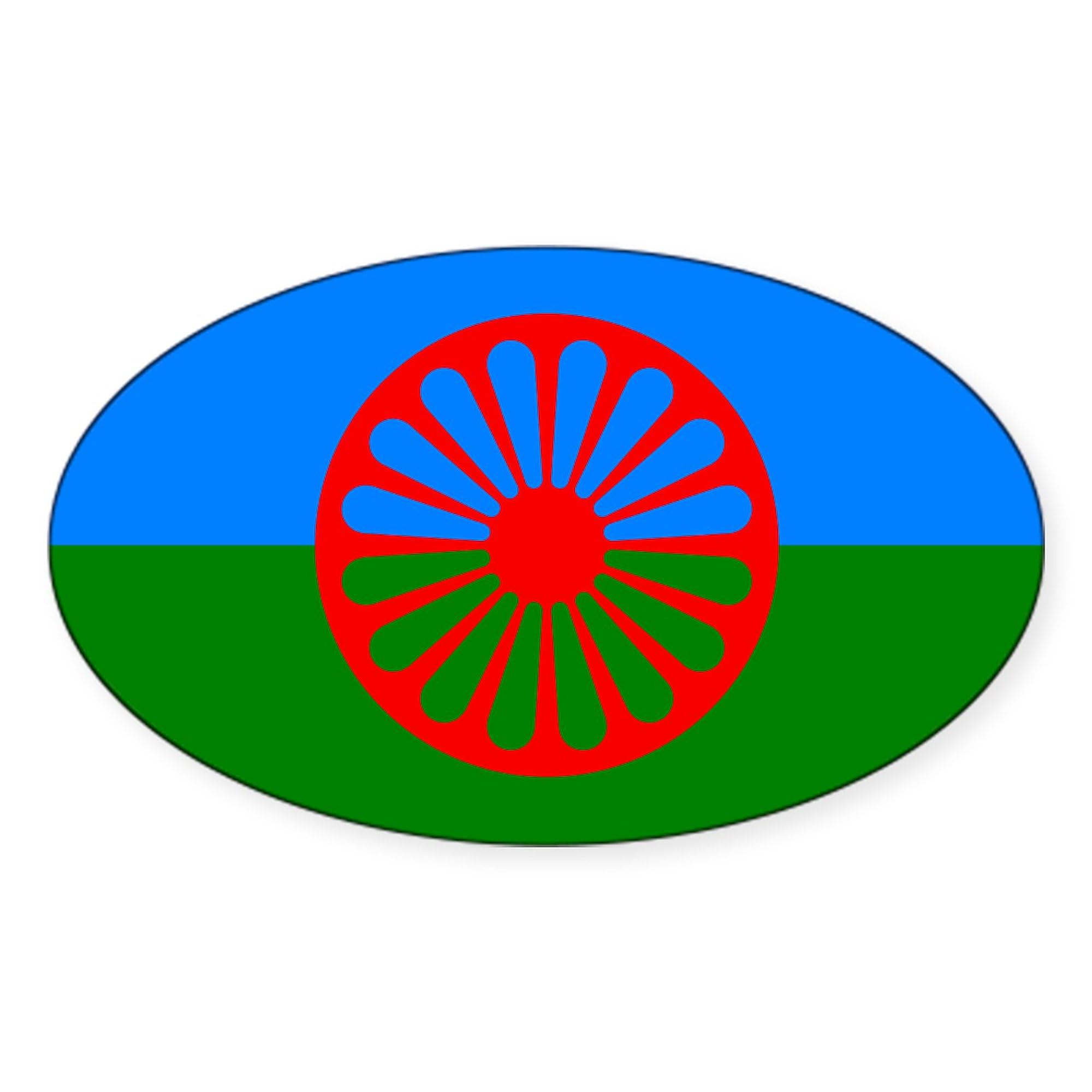 Romani Flag Sticker - Oval Car Bumper Decal for Romani Pride | Waterproof Vinyl for Cars, Laptops & Windows | Show Ethnic Heritage Support