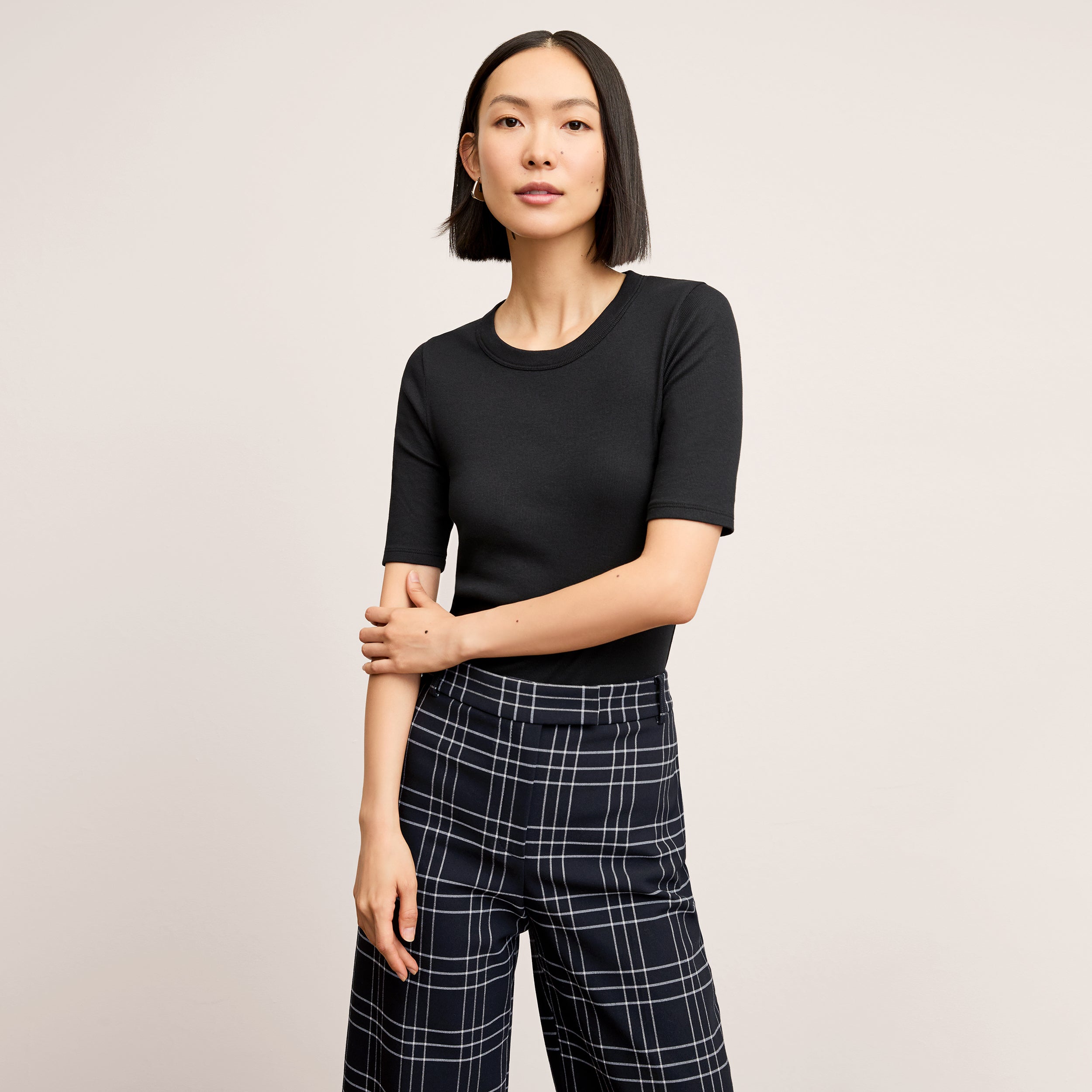 Abby Jean Powerstretch Plaid Fleece Jacket - Black & White - Warm & Comfortable for Outdoor Activities & Casual Wear