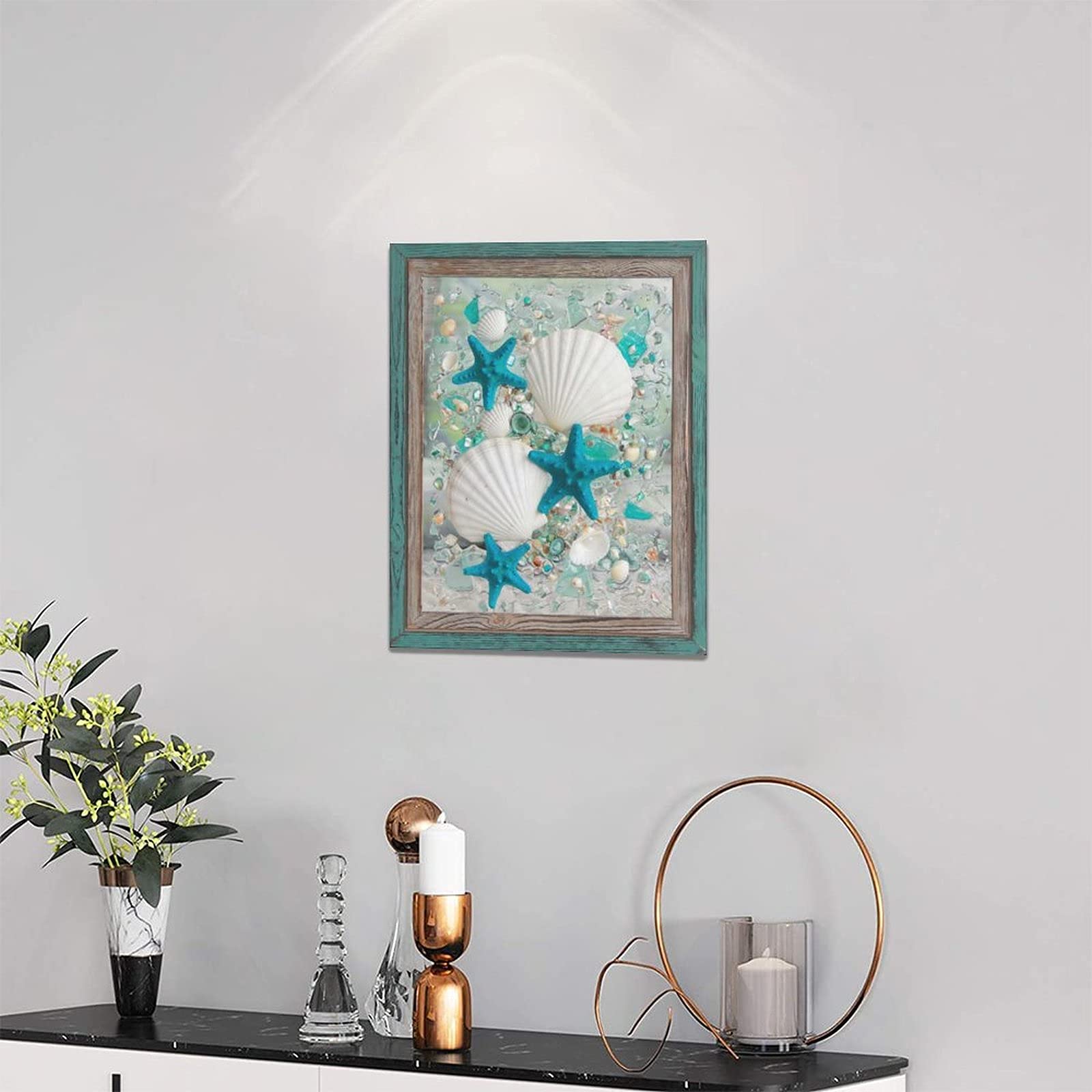 Citari Coastal Wall Art - Starfish and Shells Canvas Print | Beach Themed Decor for Bathroom, Bedroom & Living Room | Perfect for Coastal, Nautical or Beach House Style Interiors