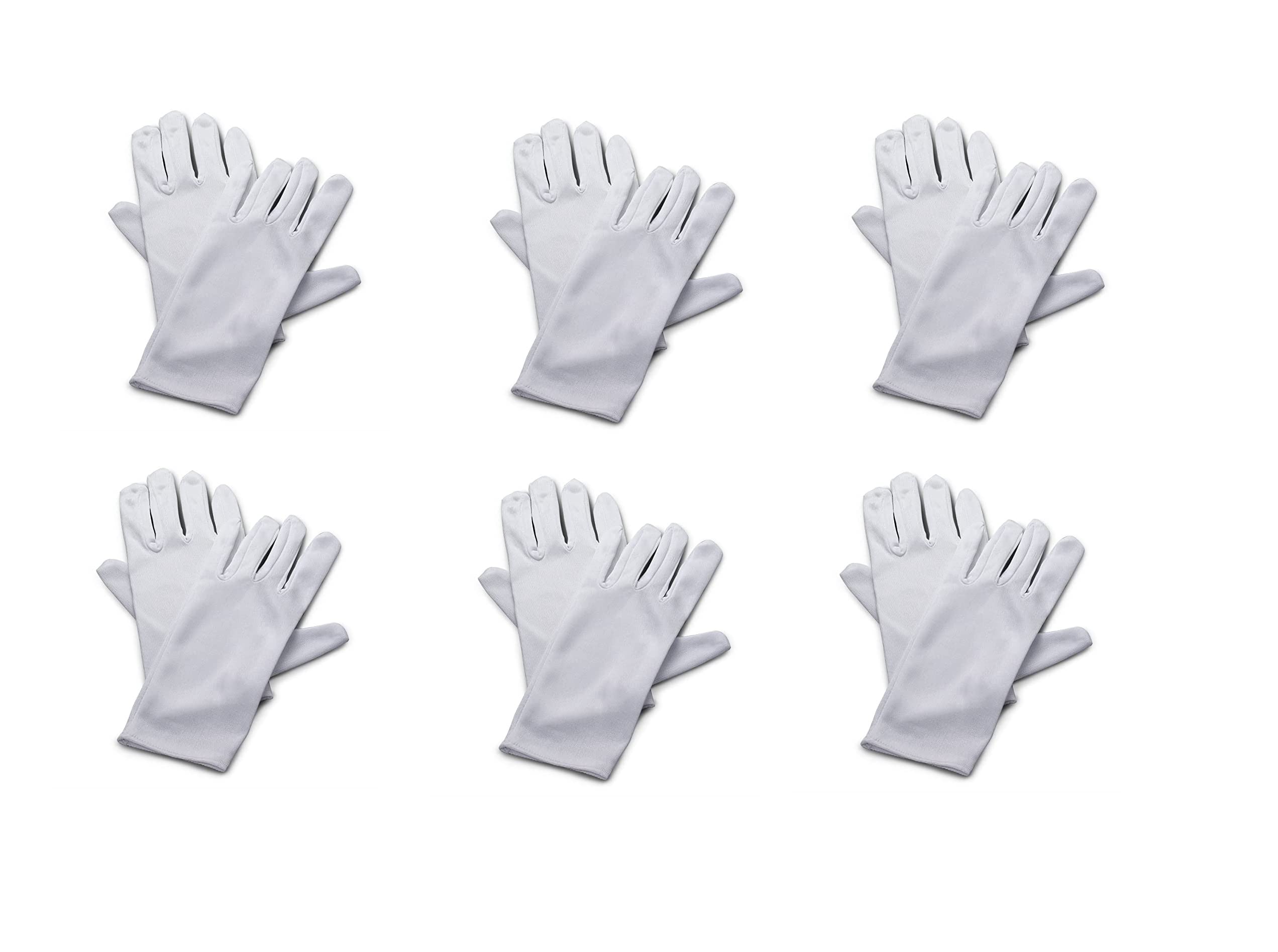 Premium White Cotton Gloves (6 Pairs) - Bulk Pack for Magic Tricks, Costumes, and Formal Events | Gentle Hand Protection for Performers, Waiters & Special Occasions