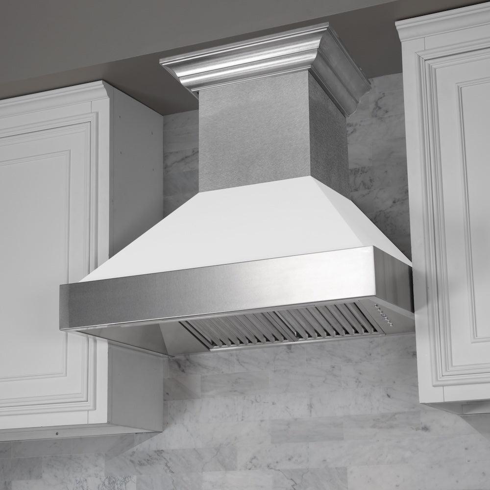 ZLINE 36 Inch Professional Kitchen Package - Stainless Steel Dual Fuel Range with Matte White Door & Convertible Vent Hood | Perfect for Home Chefs & Modern Kitchens