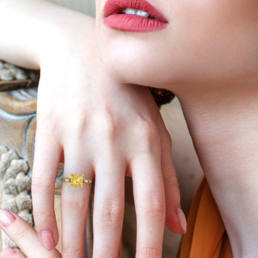 2.50ct Princess Cut Citrine Ring - 18K Gold for Engagement & Anniversary