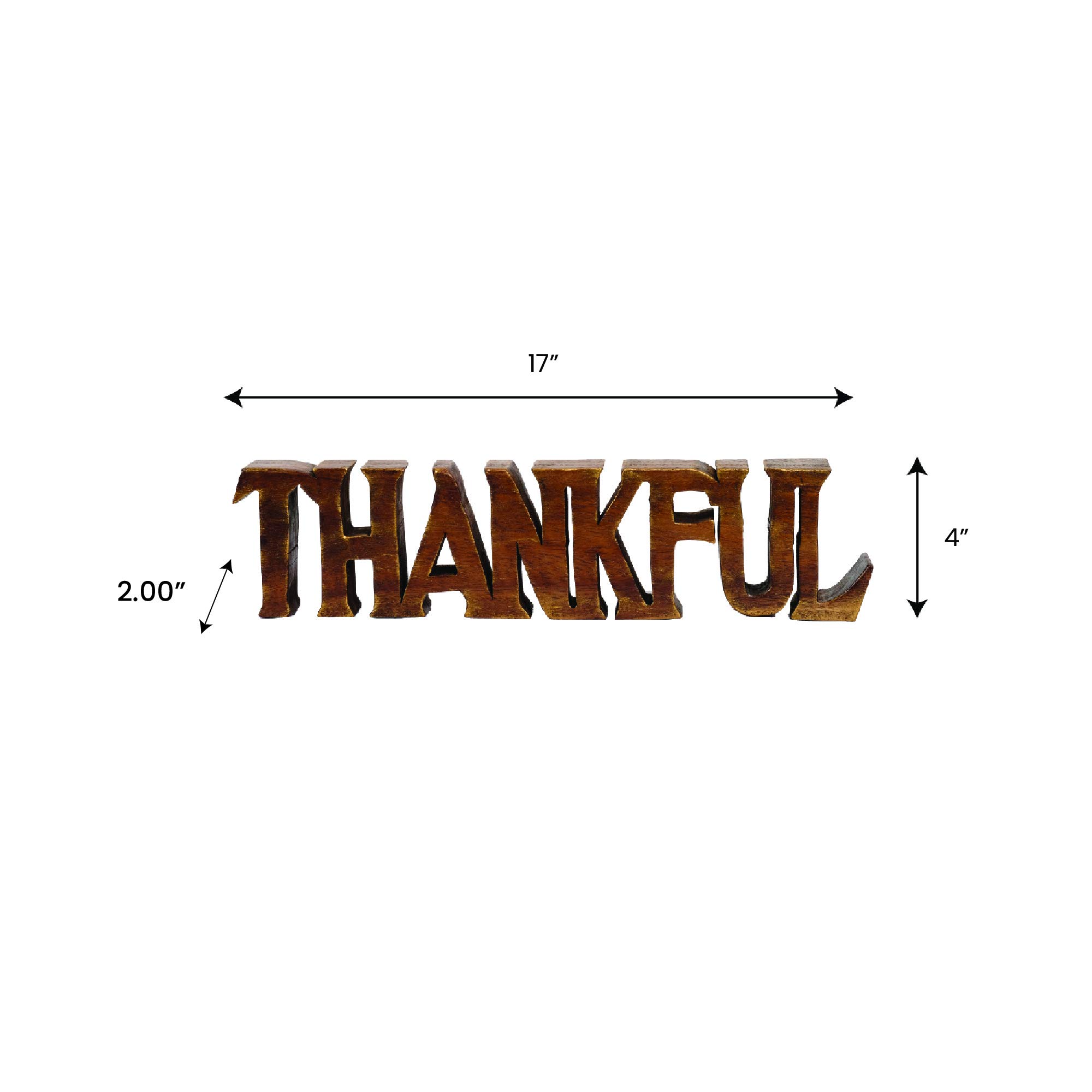 Decozen Wooden Thankful Sculpture - Thoughtful Mother's Day & Birthday Gift for Mom - Home & Office Decor for Living Room, Shelf, Fireplace, Farmhouse, Tabletop, Boho & Mantle - Perfect for Mother's Day Decorations & Rustic Home Accents