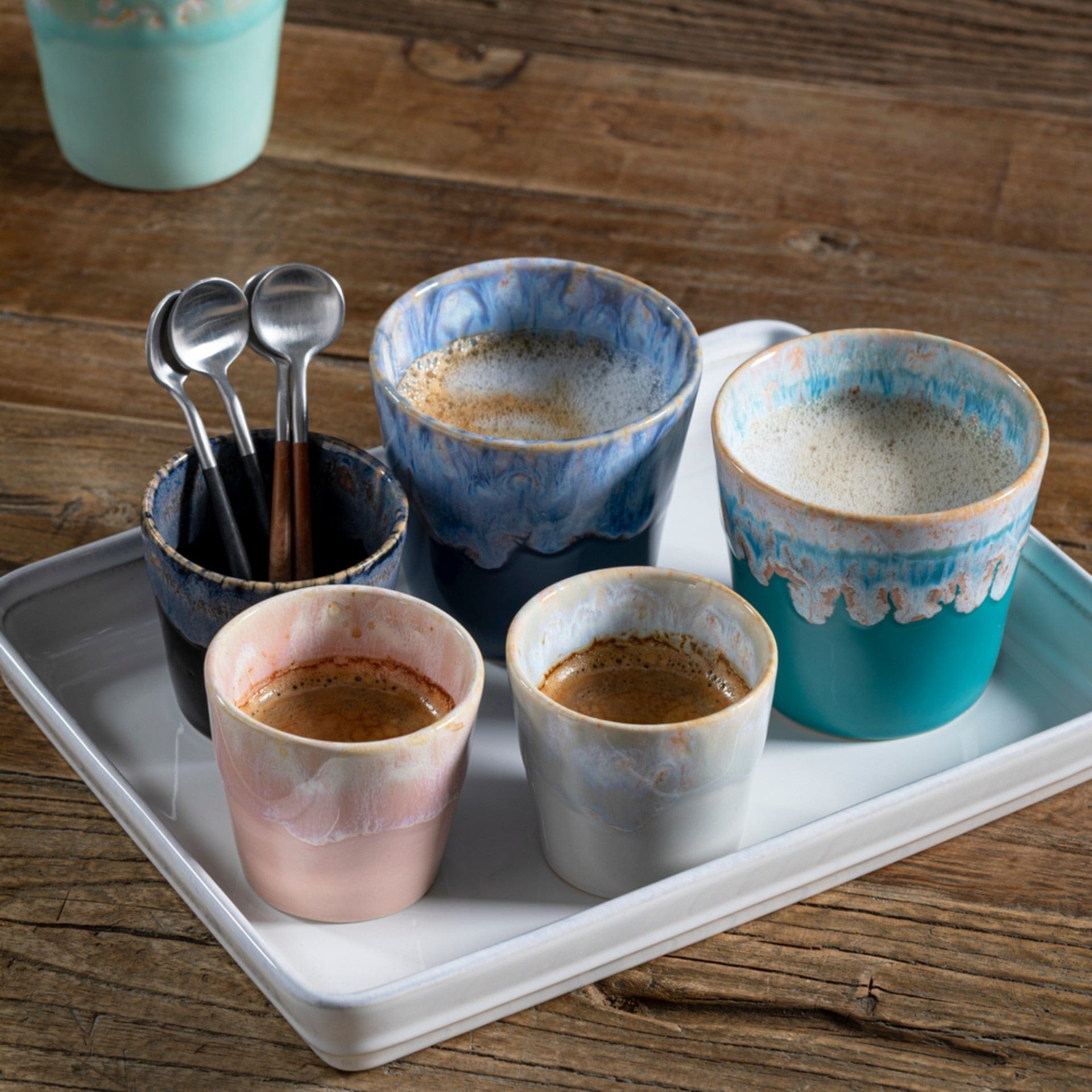 Casafina Grepresso Handmade Fine Stoneware Lungo Cup - Turquoise Ceramic Espresso Cup for Coffee Lovers - Perfect for Home, Cafe & Office Use