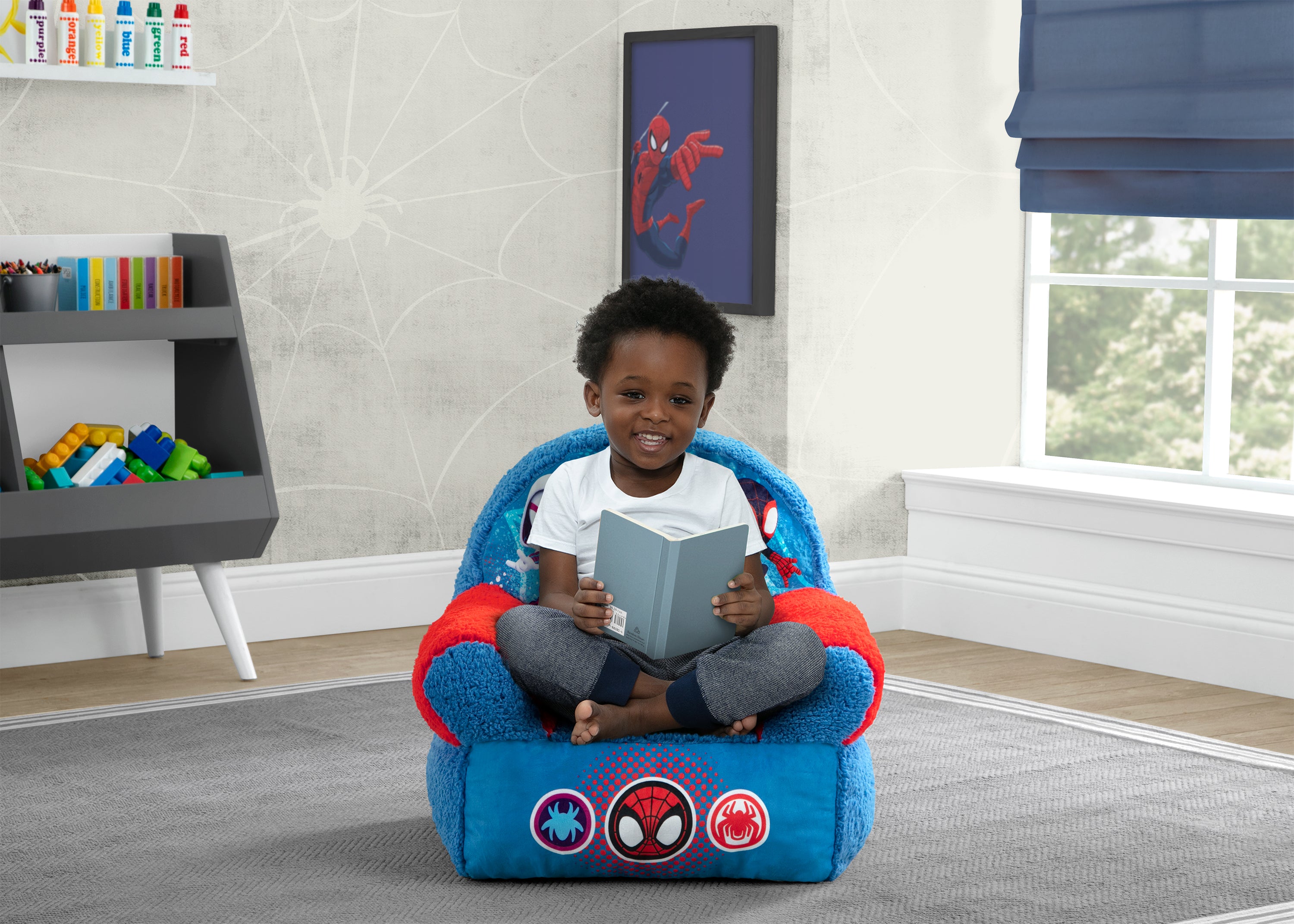 Spidey and His Amazing Friends Cozee Buddy Chair - Kids Lounge Chair for Playroom, Bedroom, and Reading Nook | Soft Plush Spider-Man Themed Seat