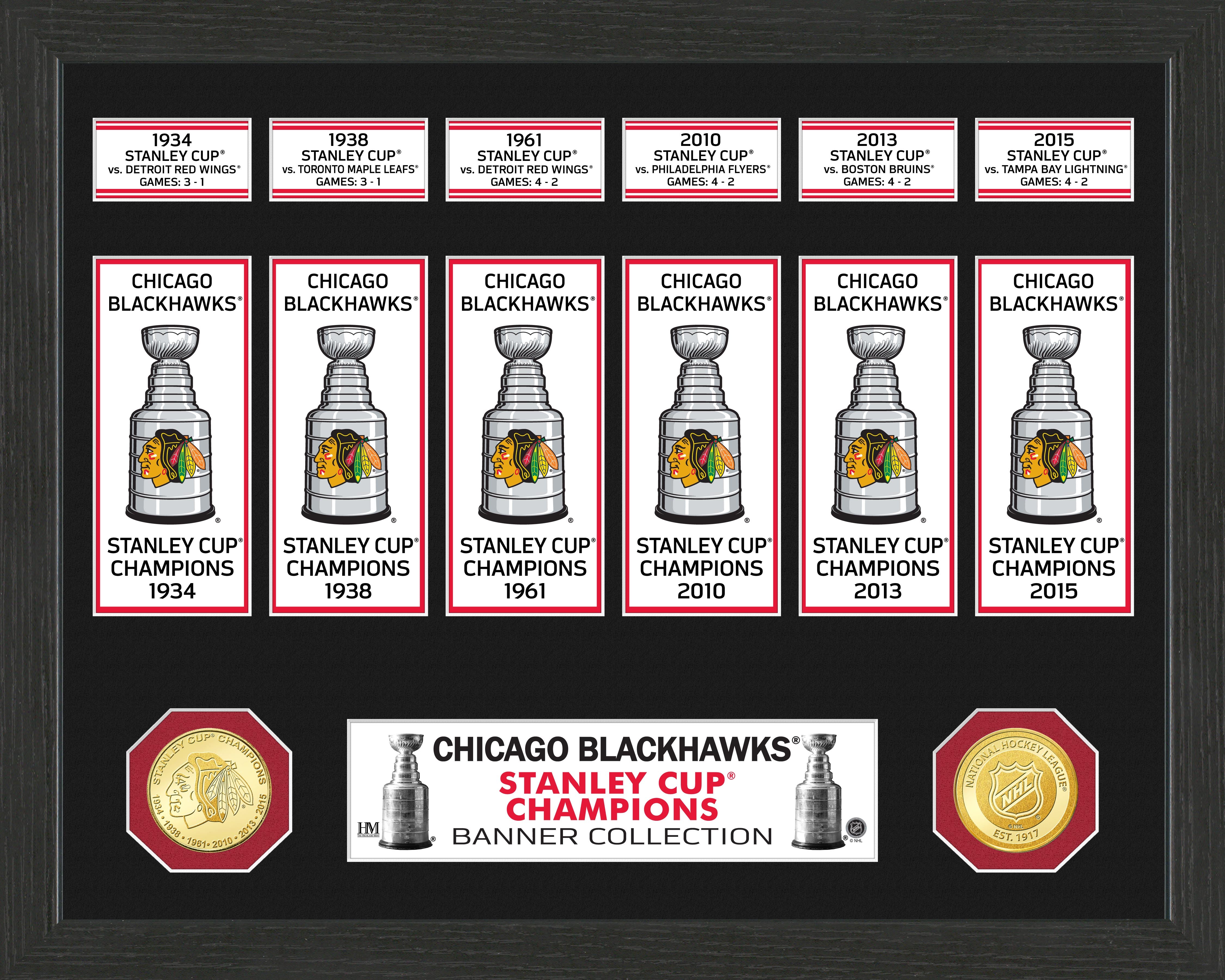 Chicago Blackhawks Stanley Cup Championship Banner Collection - Premium Mint Photo for Hockey Fans | Perfect for Man Cave, Sports Bar & Game Room Decor