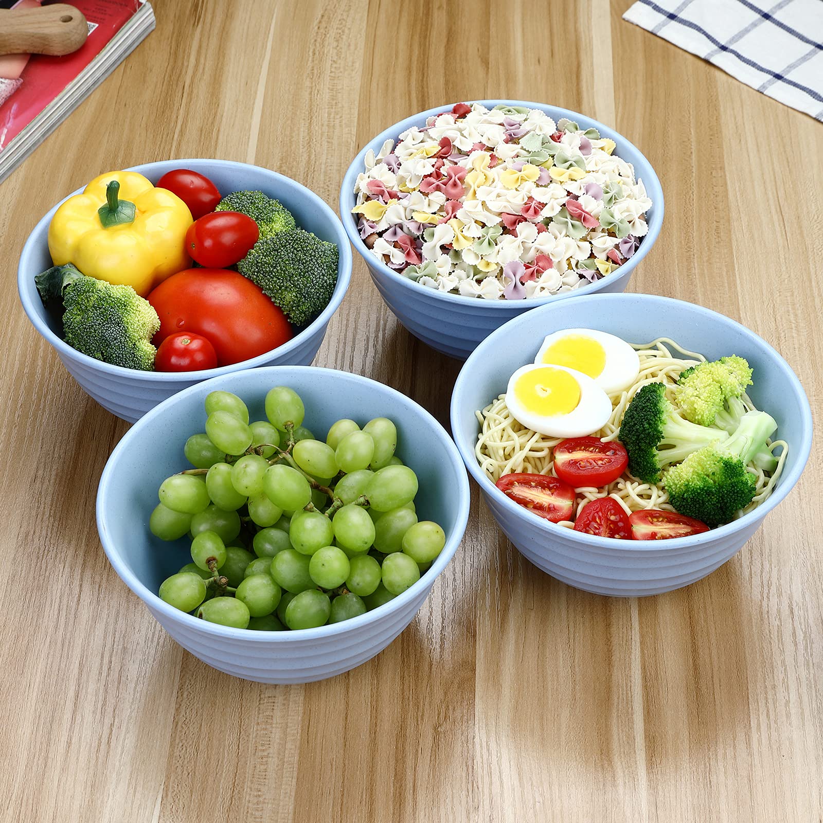 12-Piece Plastic Wheat Straw Dinnerware Set for 4 - Cups, Plates & Bowls | Microwave & Dishwasher Safe | Eco-Friendly Lightweight Tableware | Perfect for Picnics, Camping & Outdoor Dining