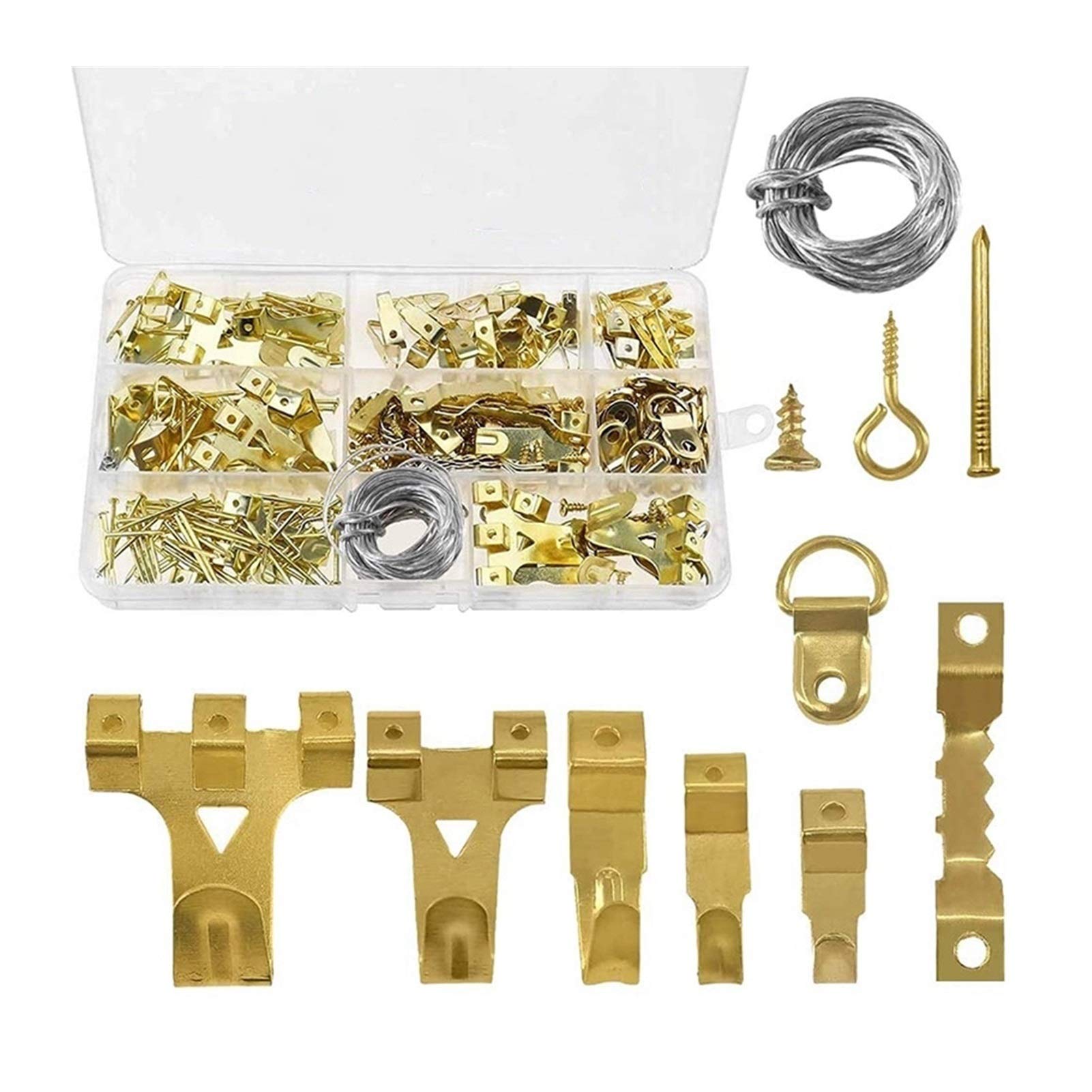 220 Pcs Heavy Duty Picture Hanging Kit - Stainless Steel Hooks, D Rings, Wire & Hardware for Wall Art, Photos & Frames | Waterproof Hanging Solution for Home & Office Decor