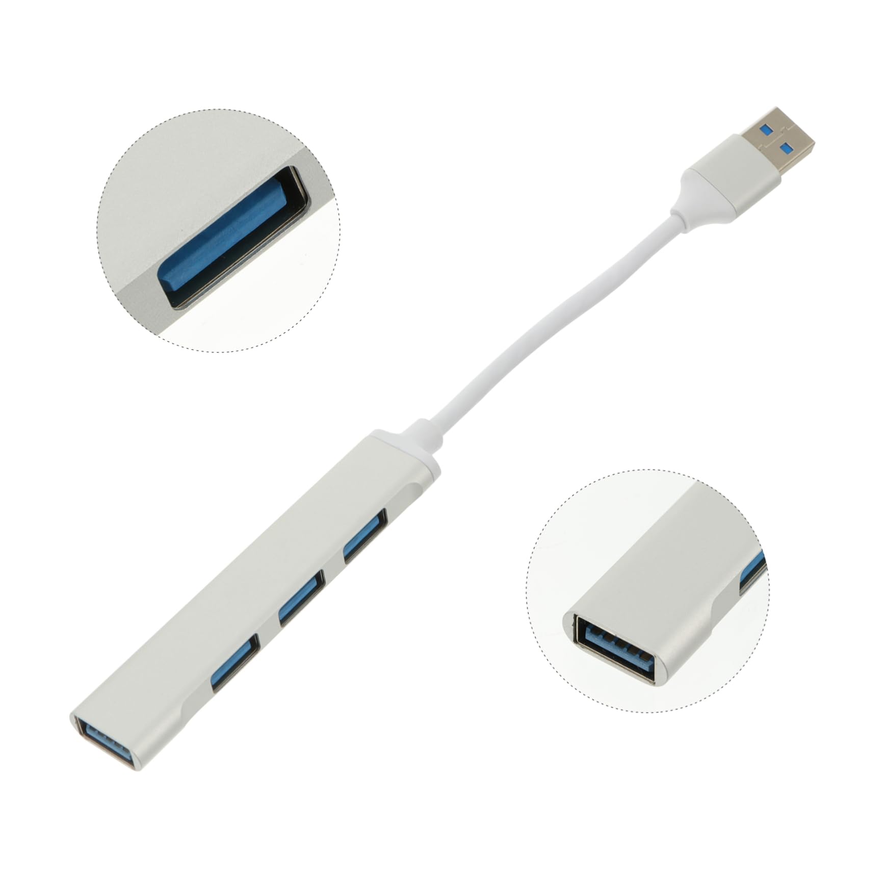HEMOTON 4-Port USB 3.0 Hub - Aluminum Alloy Multi-Port USB Splitter with Earth Tone Finish | High-Speed Data Transfer, USB Extender & Docking Station | Perfect for Travel, Office & Home Use
