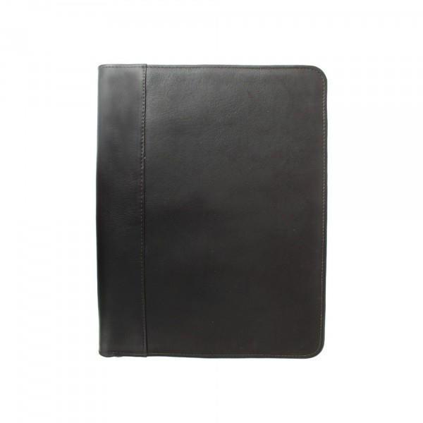 Premium Genuine Leather Zippered Padfolio with Notepad Holder - Professional Business Organizer for Meetings, Office & Travel
