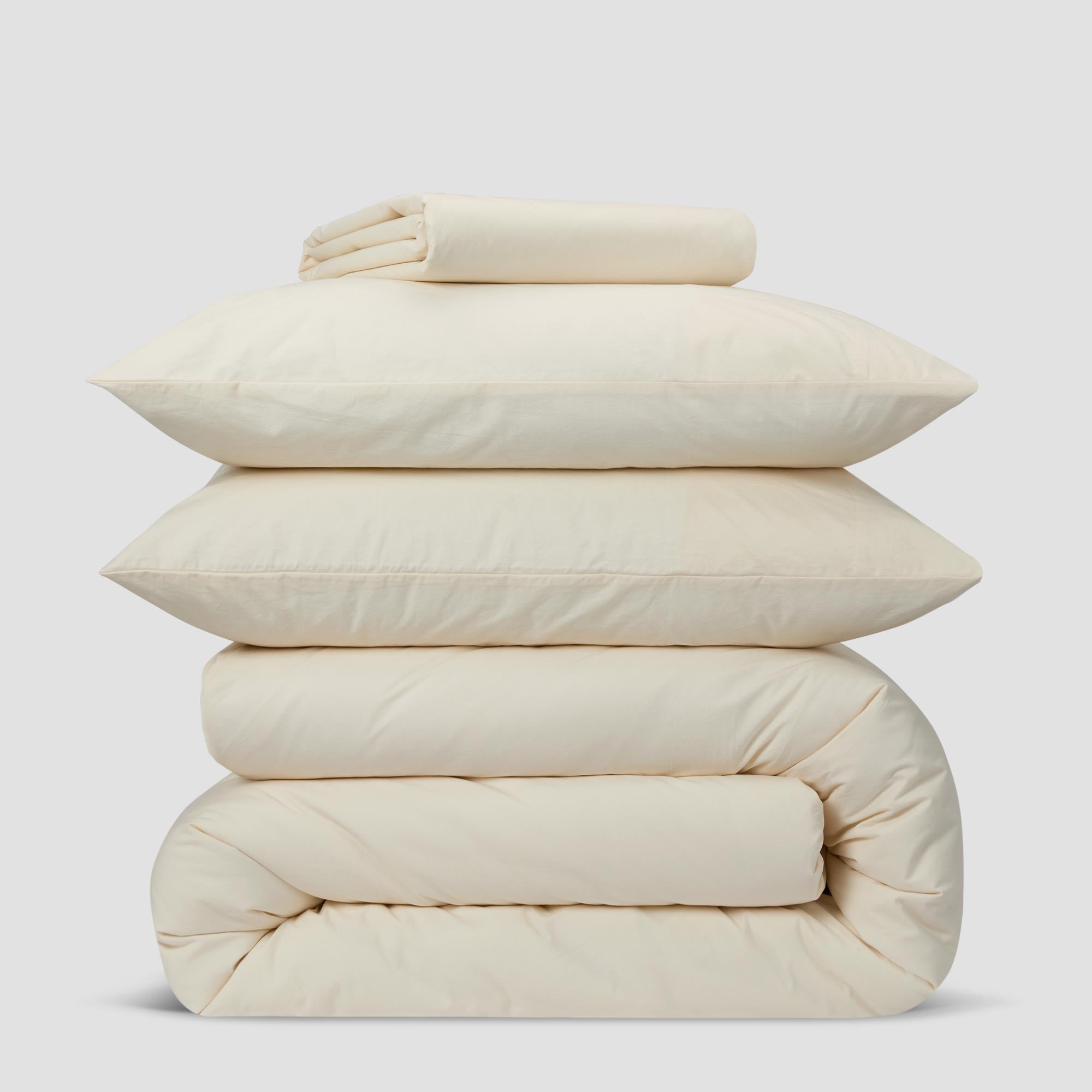 Mindful Cream Washed Cotton Percale Flat Sheet - Soft & Breathable 100% Cotton Bed Sheet for Hotel & Home Use - Perfect for All Seasons, Fits Queen Size Beds