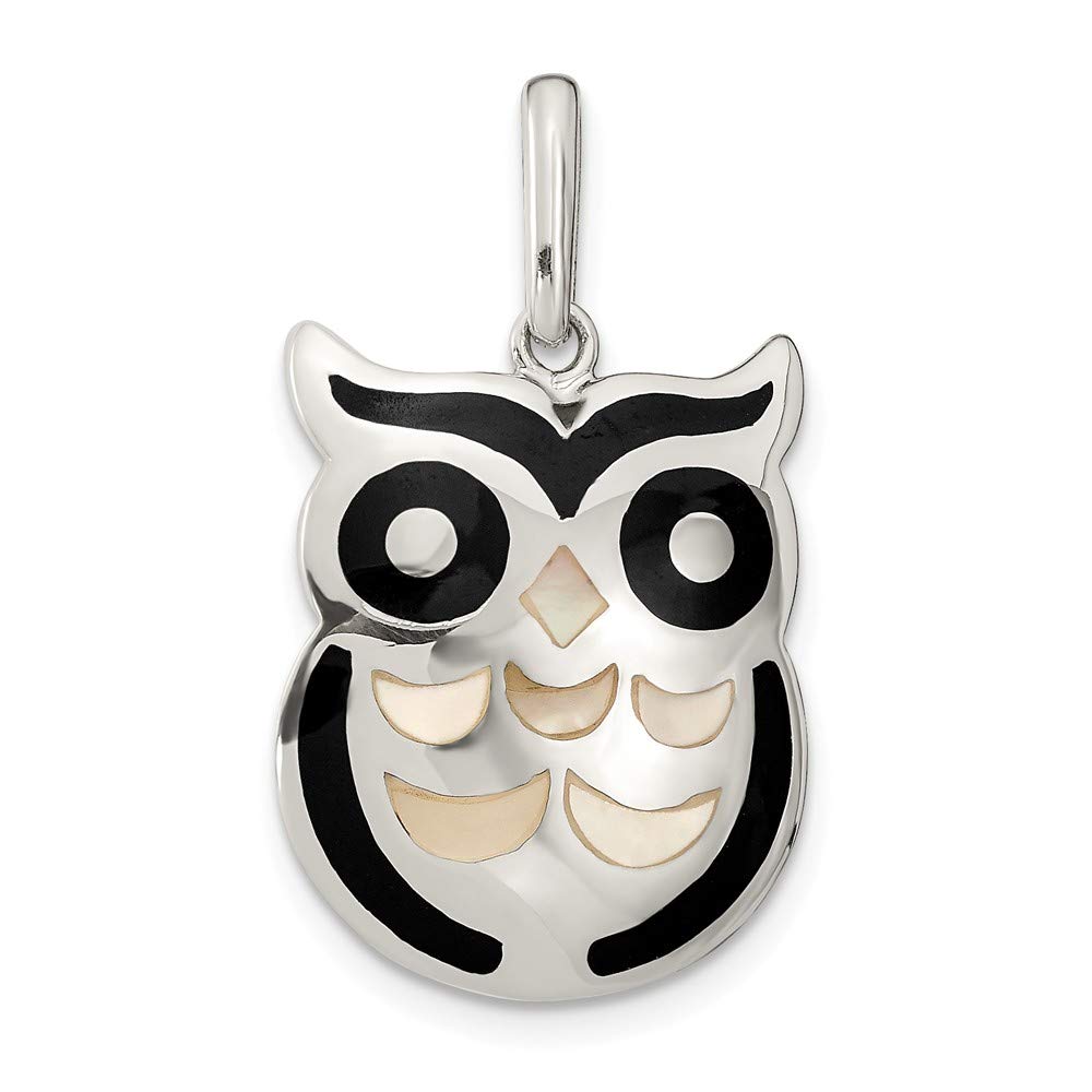 925 Sterling Silver Owl Pendant with Mother of Pearl and Onyx - Elegant Jewelry for Women, Perfect for Gifts, Parties, and Everyday Wear