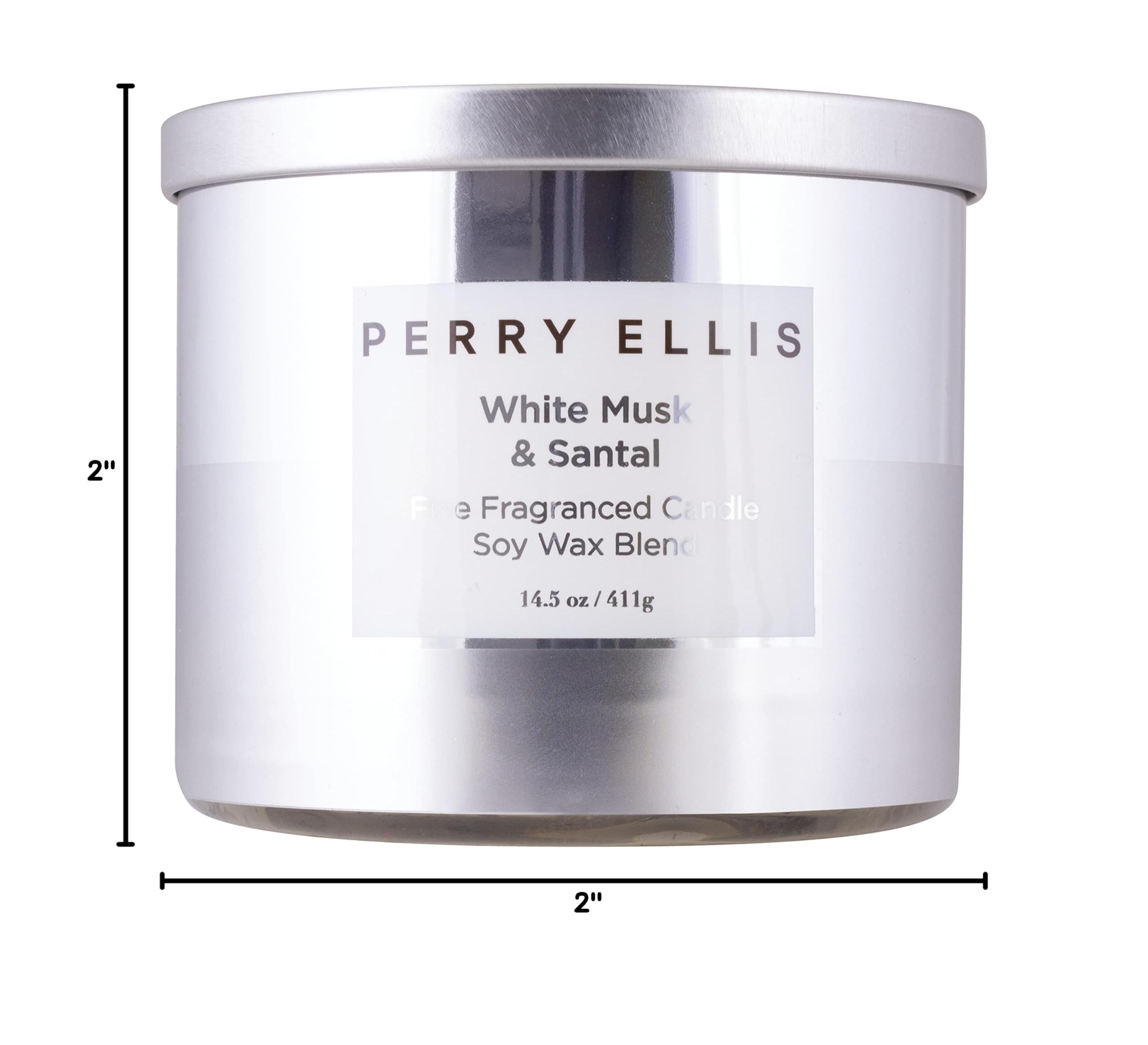 Perry Ellis Scented Soy Candle - White Musk & Sandalwood Aroma, Long-Lasting Fragrance for Home, Spa, Yoga & Romantic Ambiance | 16oz Premium Soy Wax Candle