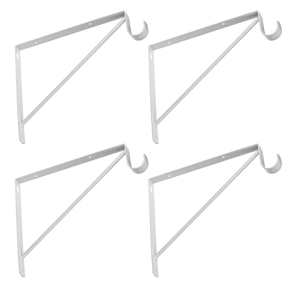 4 Pcs Shelf and Rod Brackets - Heavy Duty Wall Mounted Shelf Supports for Closet & Storage, White (SRB300) - Perfect for Organizing Clothes, Towels & Home Decor