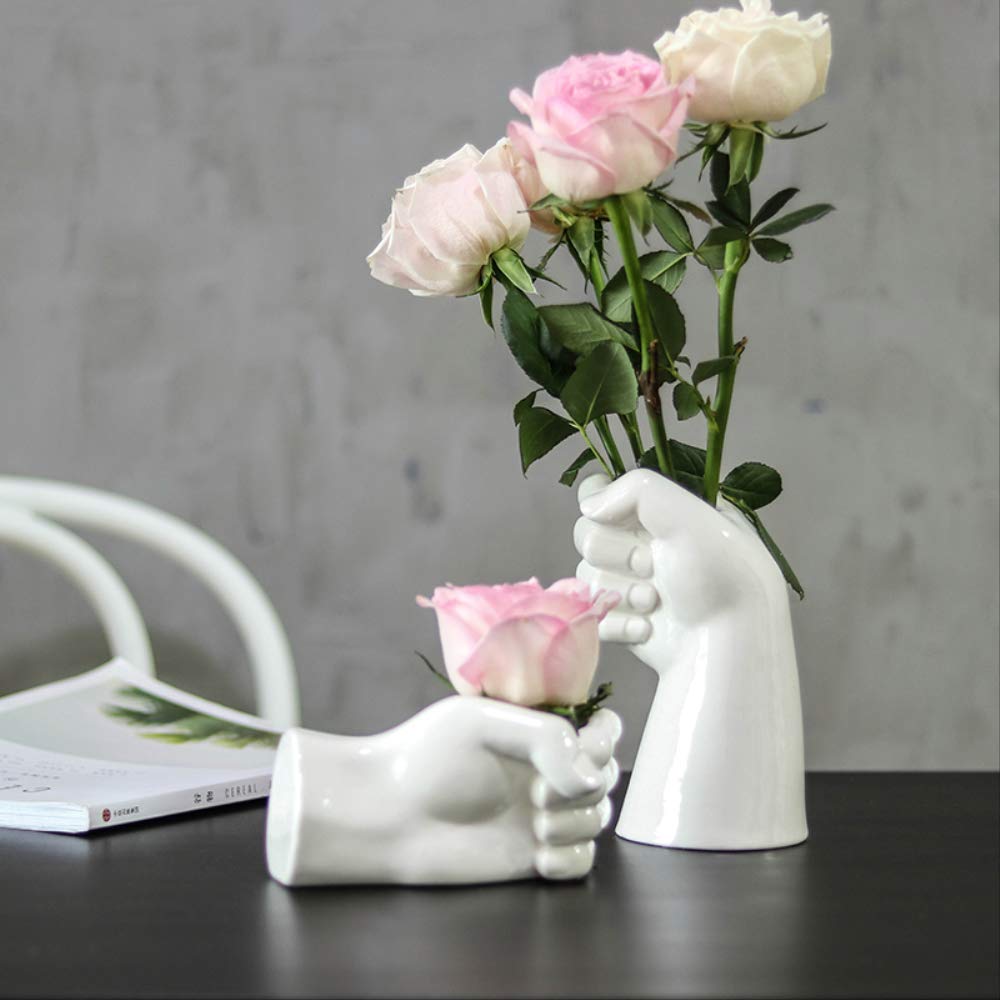 Premium White Ceramic Vase Set (2-Pack) - Modern Handcrafted Flower Pot for Home Decor, Living Room Centerpiece, Wedding & Office Arrangements