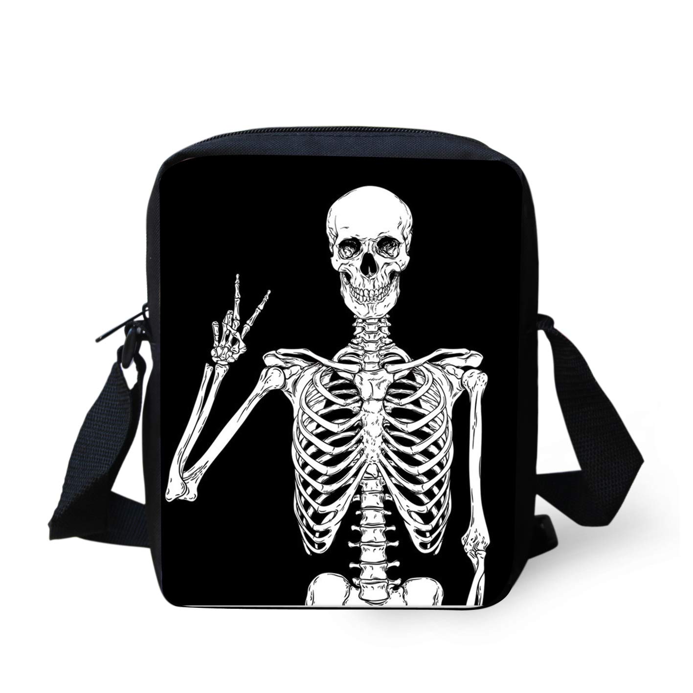BIGCARJOB Sling Backpack for Hiking, Travel & Outdoor Adventures - Lightweight Chest Shoulder Bag with Skeleton Print for Men, Women, Boys & Girls - Perfect for Day Trips, Commuting & Sports Activities